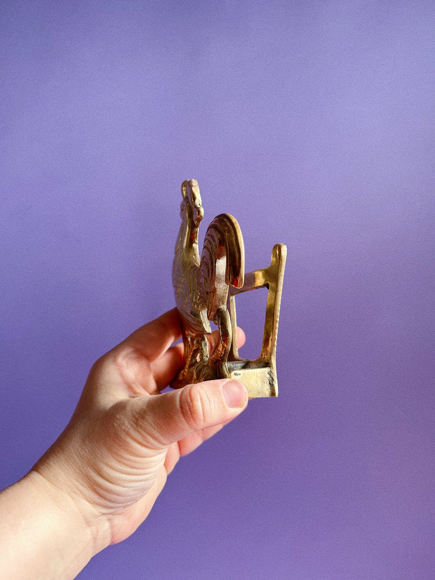 Vintage Brass Rooster Letter / Napkin Holder