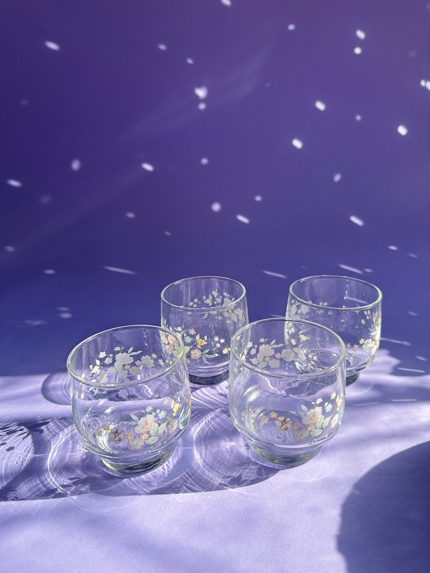 Set of 4 Arcoroc France Floral Tumblers