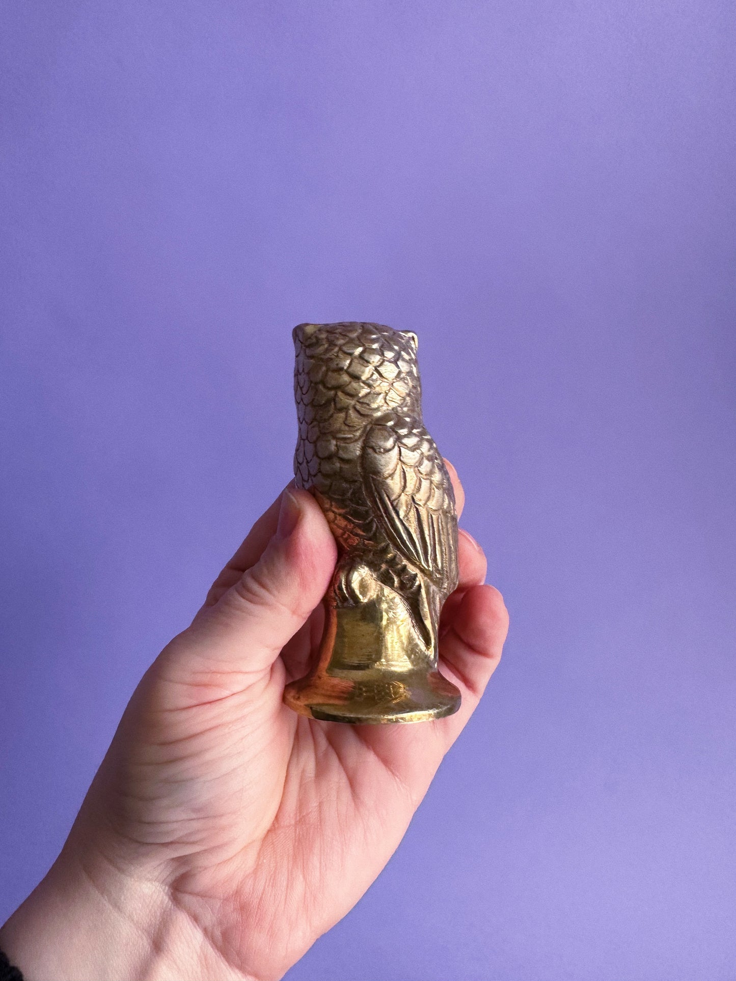 Vintage Brass Owl Sculpture Paperweight