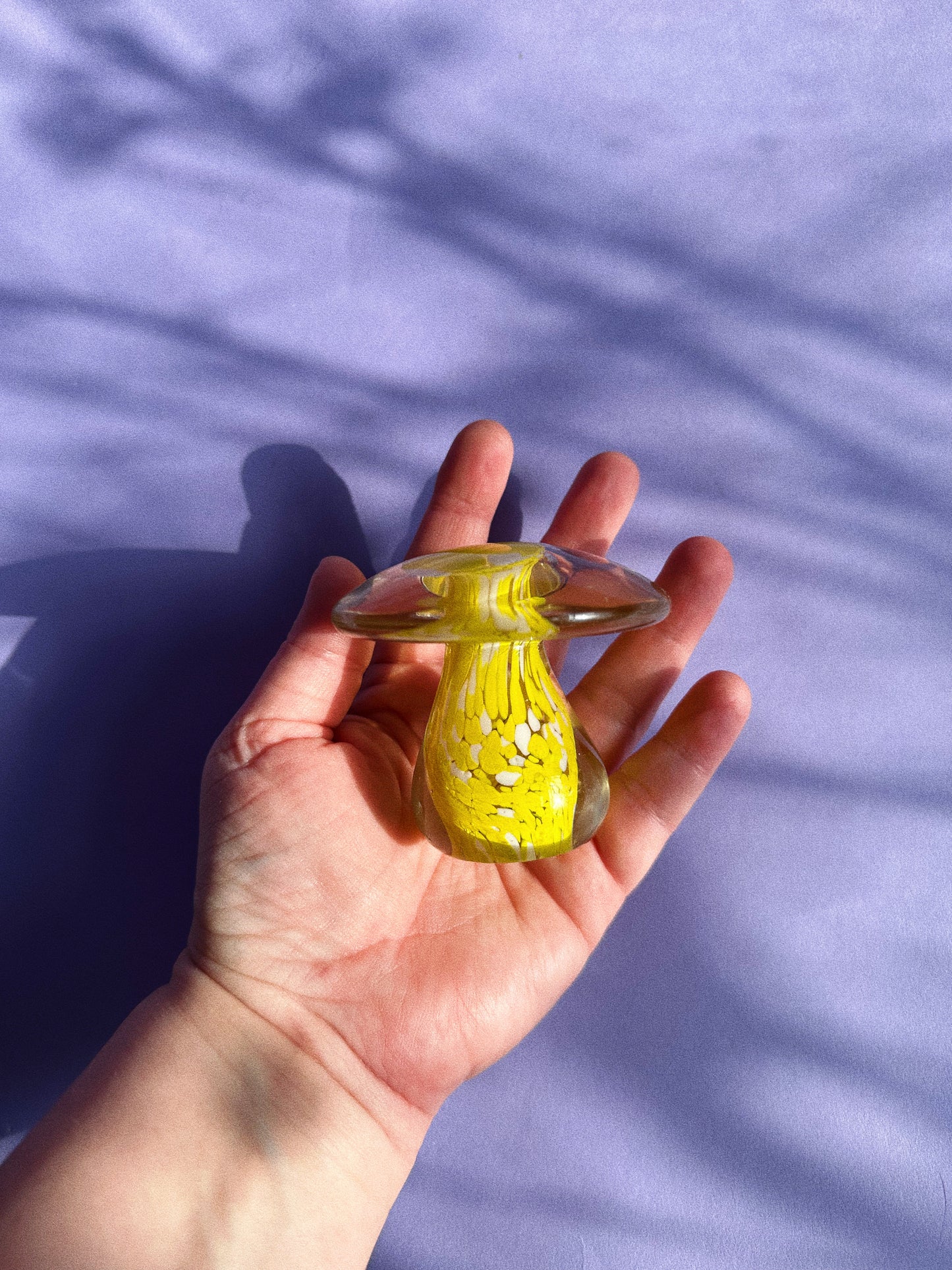 Vintage MCM Yellow Art Glass Mushroom / Paperweight