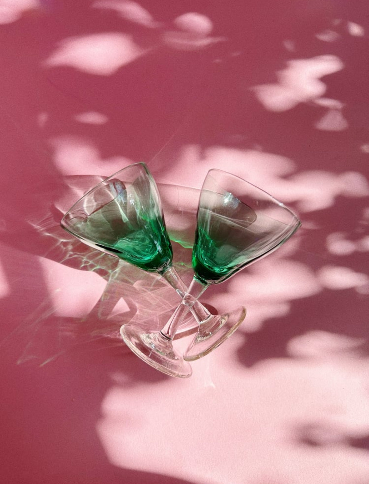 Vintage Green Ombré Glass Liquor / Champagne Glasses