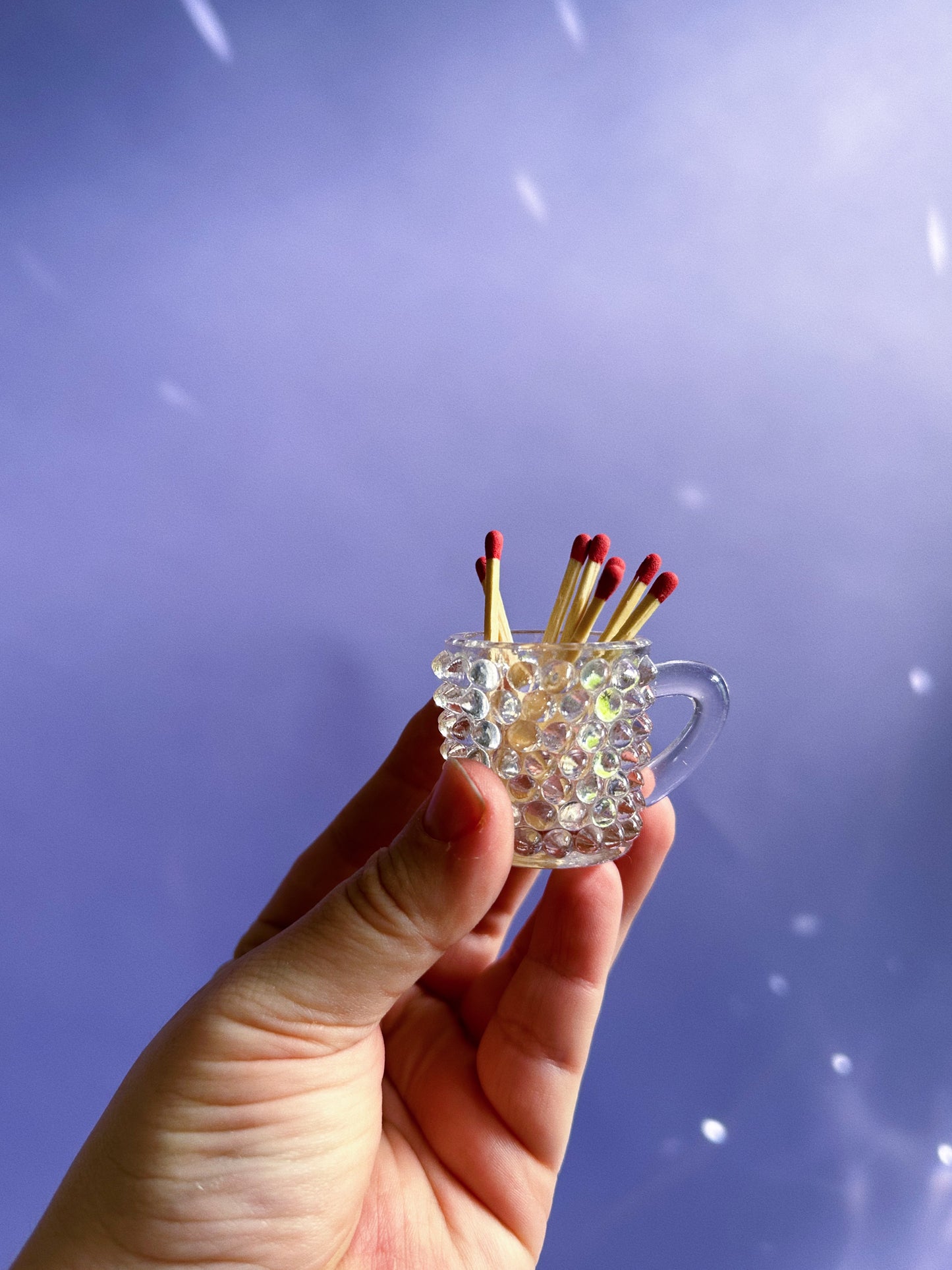 Vintage Mini Glass Hobnail Mug Shot Glass / Match Holder