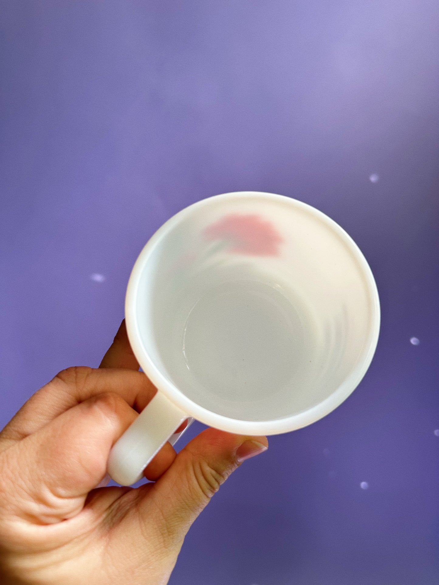 Vintage Brockway Flower of the Month Milk Glass Mug Carnation January