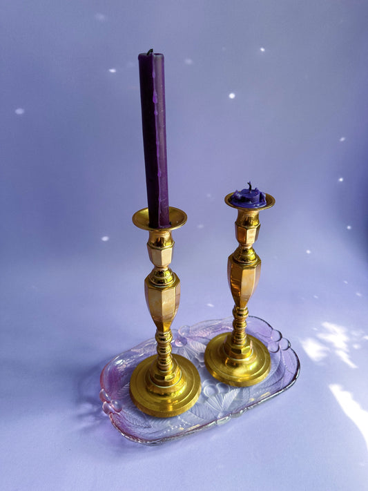 Large Vintage Brass Candlesticks for Taper Candles