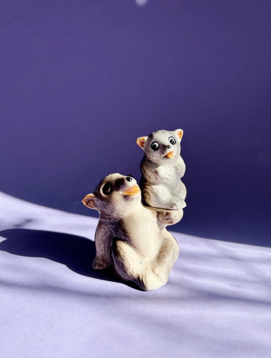 Vintage Ceramic Momma Bear & Cub Salt & Pepper Shakers