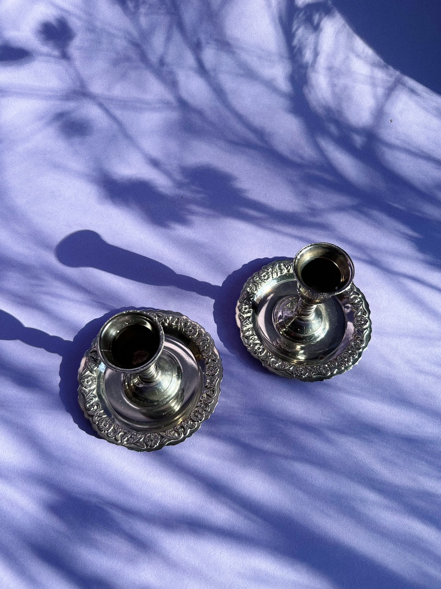 Vintage Pair of Silver Plated Made in England Candlesticks