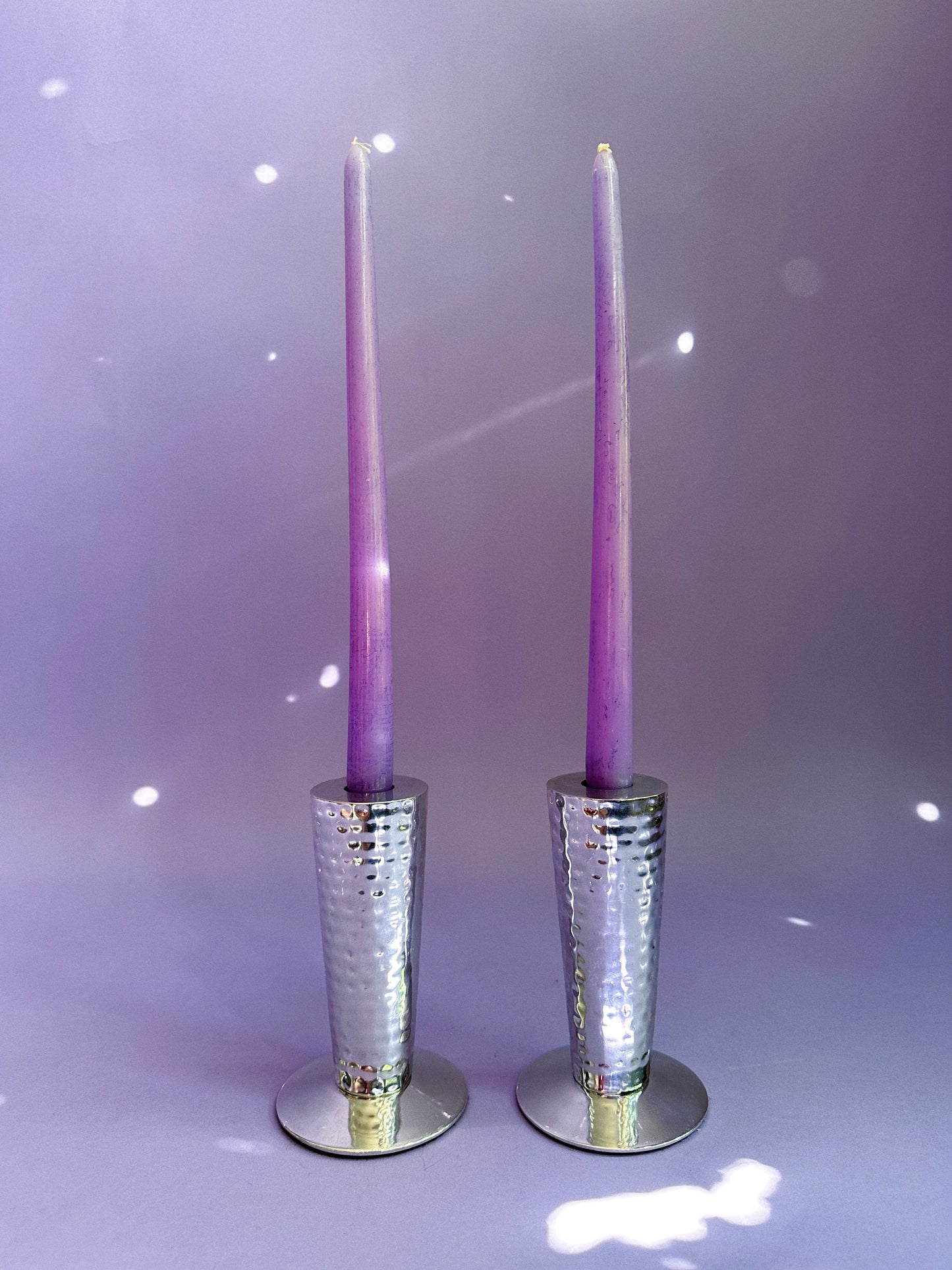 Hammered Chrome Chunky Candlesticks for Taper Candles