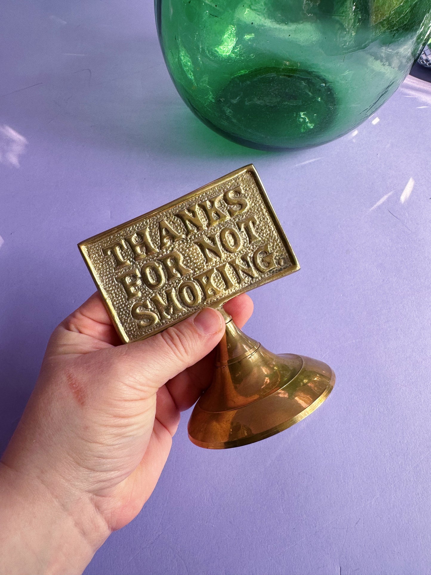 Vintage Pop Art "Thanks For Not Smoking" Brass Desk Sign