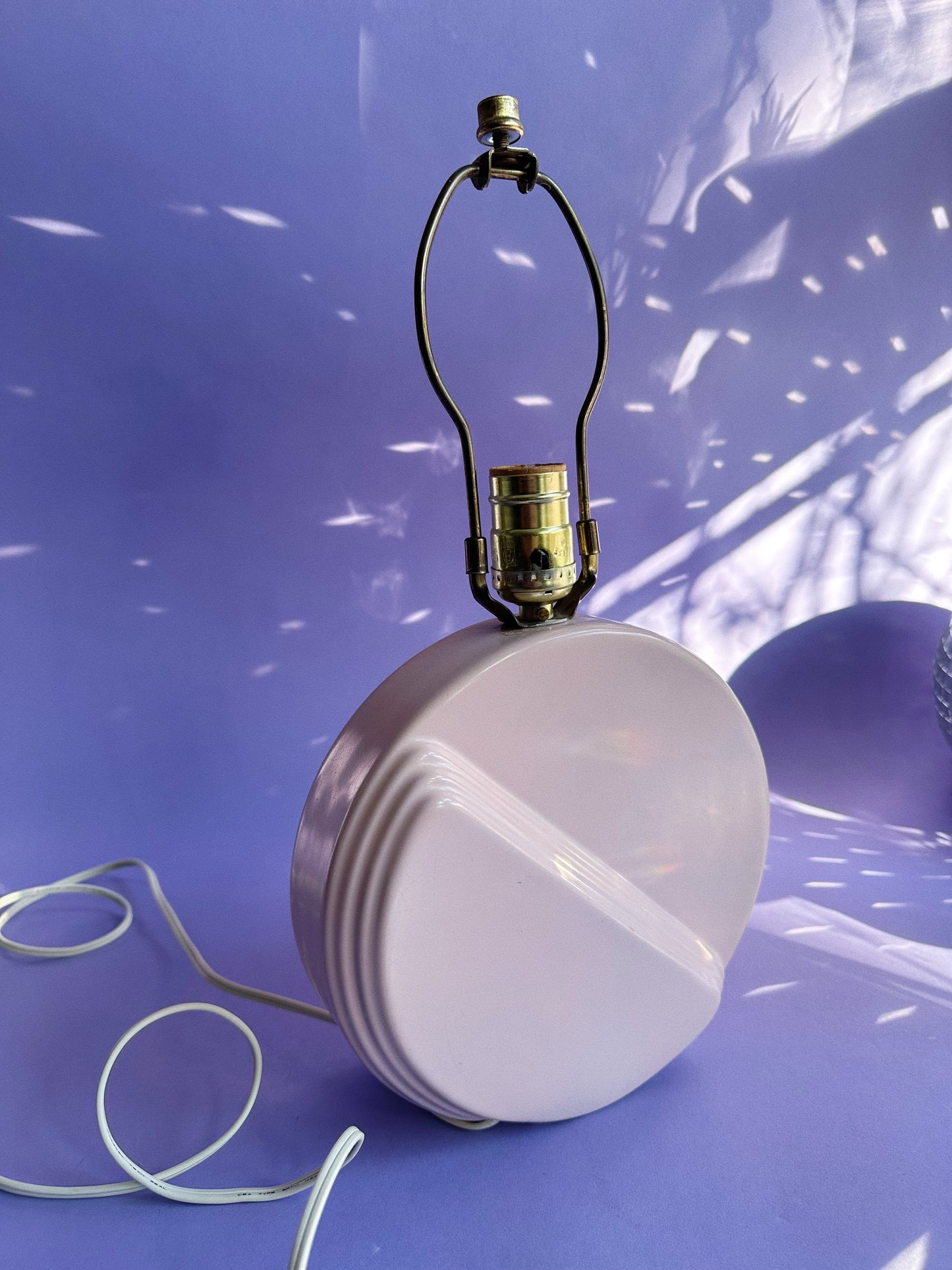 80s Blush Pink Table Lamp Ceramic Circular Asymmetrical Accent Lamp Deco Revival