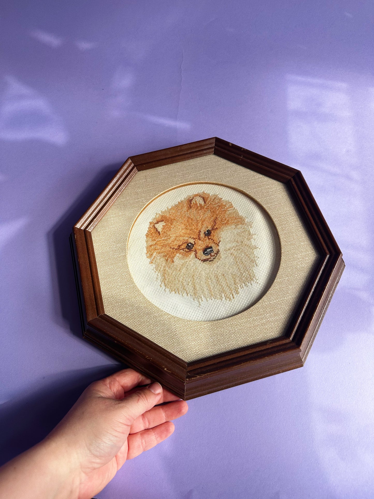 Vintage Framed Dog Cross Stitch