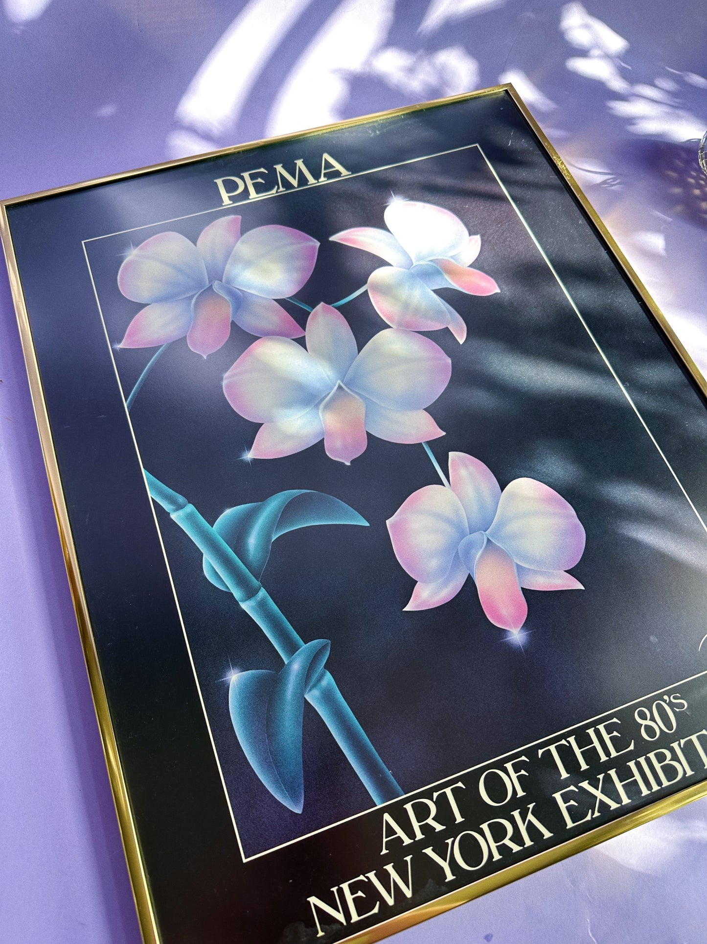 Gorgeous Vintage Brass Framed 80s Flower Print Pema