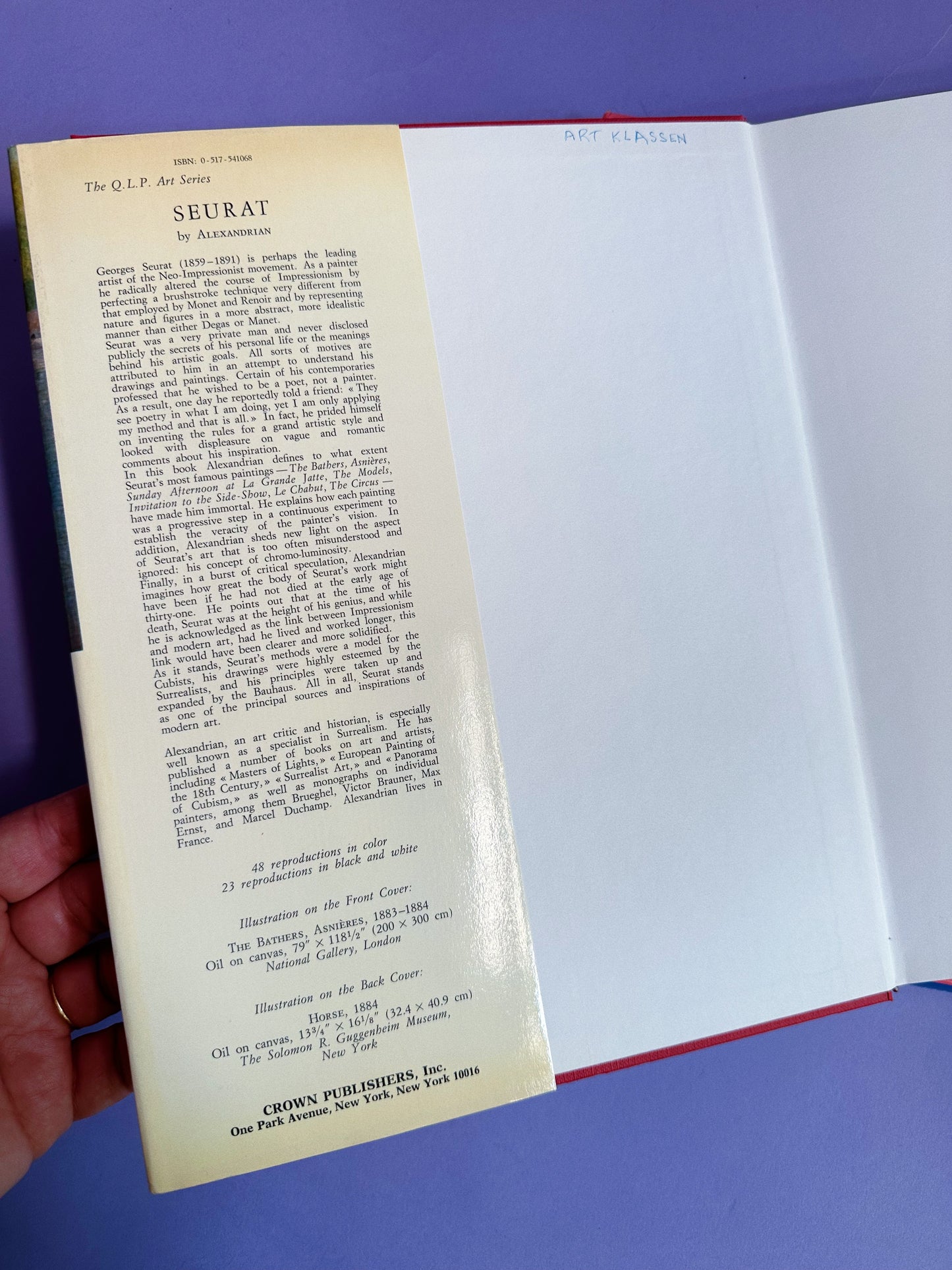 1980 Vintage Hardcover Seurat Art Coffee Table Book