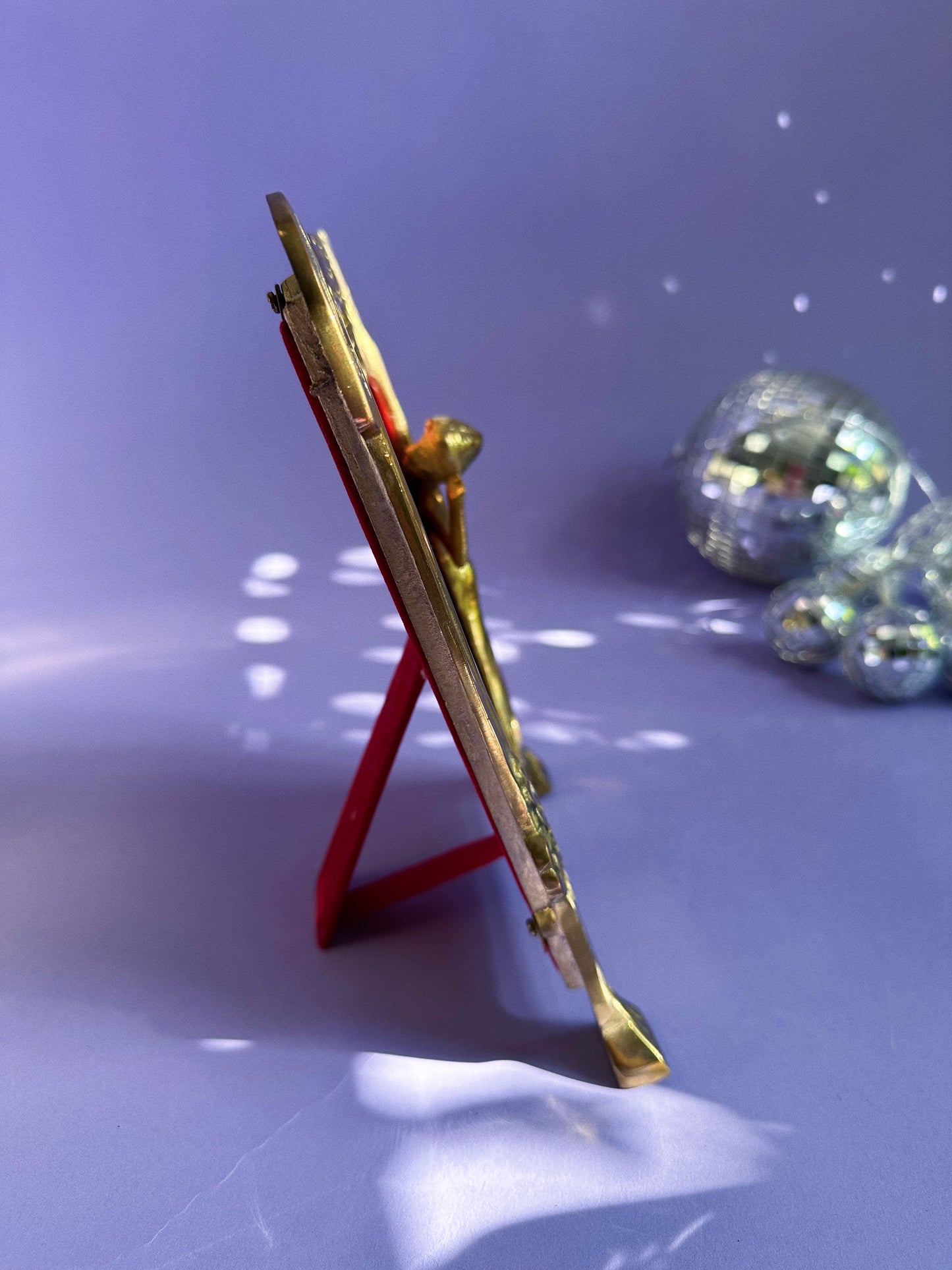 Vintage Art Nouveau Revival Frame Lady by the Lake Brass Solid Heavy