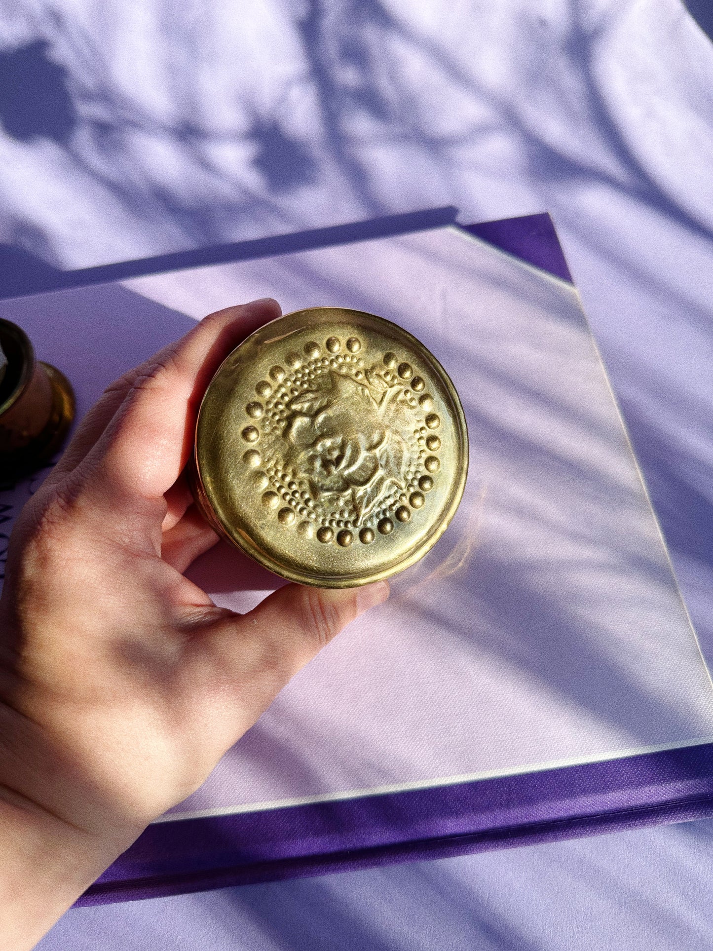 Vintage Brass Lidded Box With Heart Cut Outs