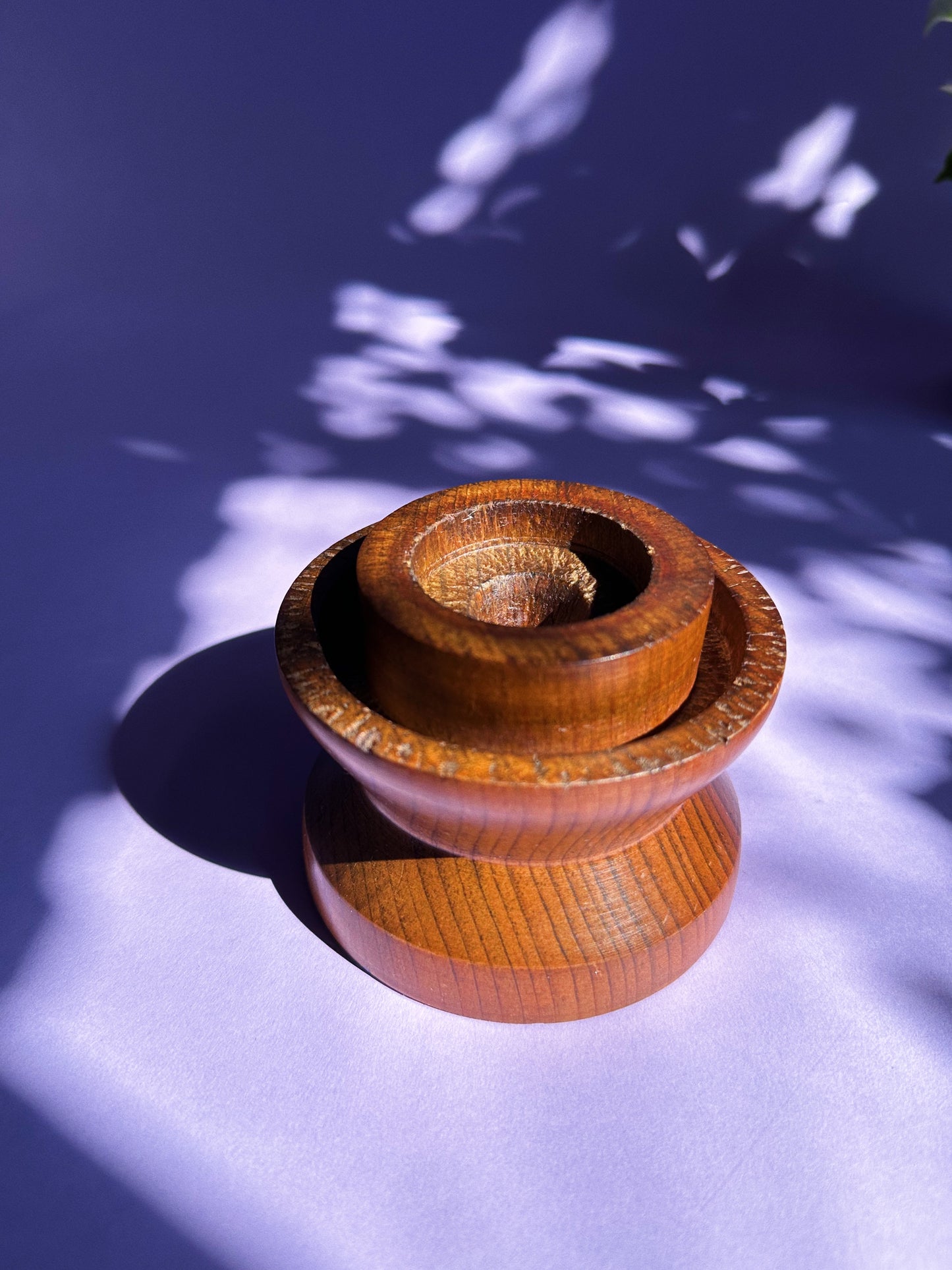 Vintage Handcrafted Wooden Candlestick Taper Candle Holder