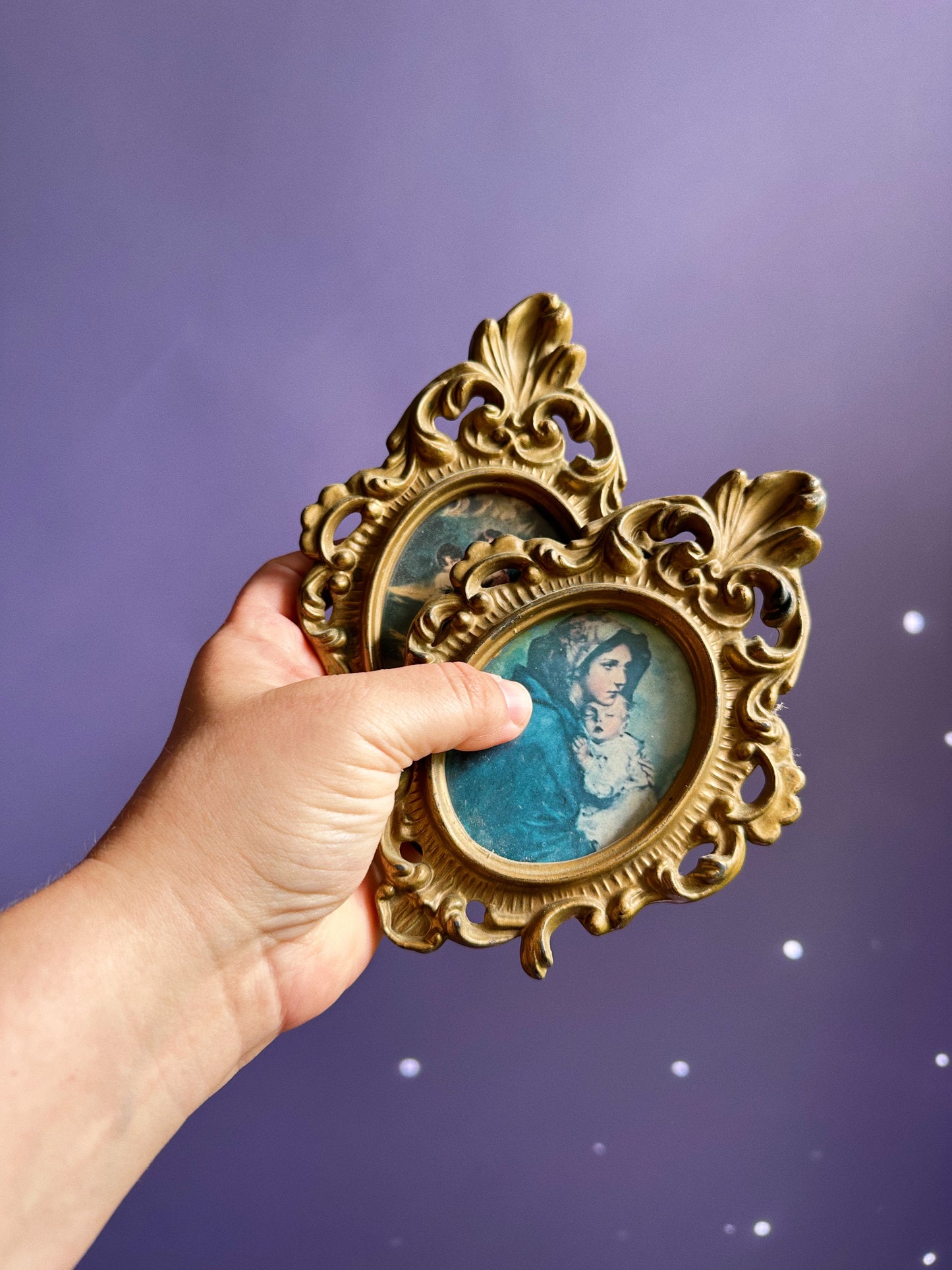 Pair of Baroque Plastic Framed Wall Prints Victorian