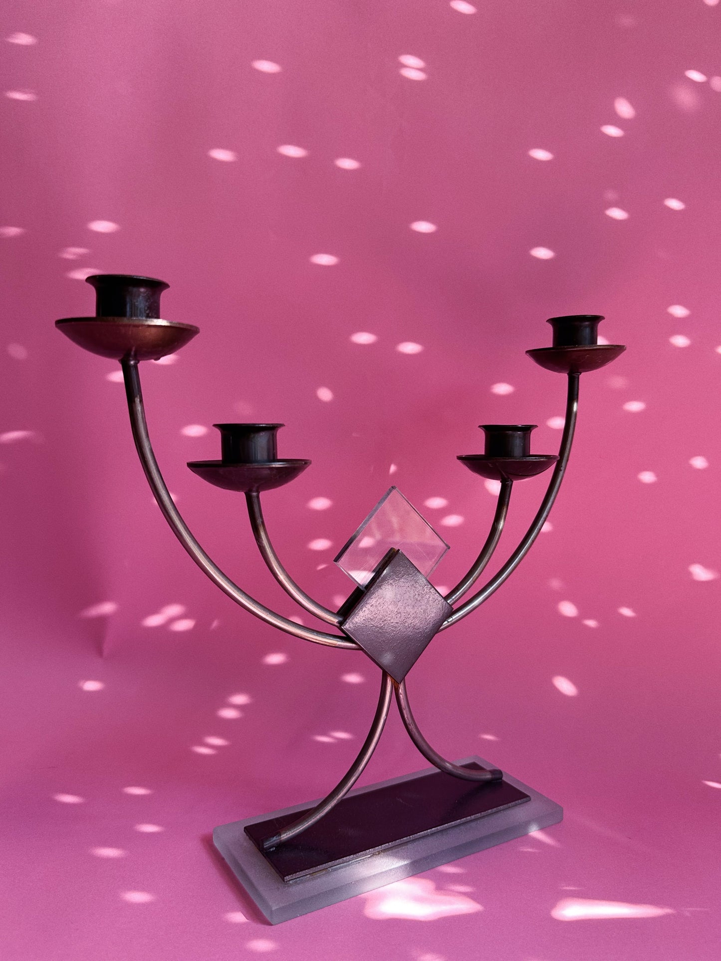 Vintage Cast Iron Post Modern Candelabra