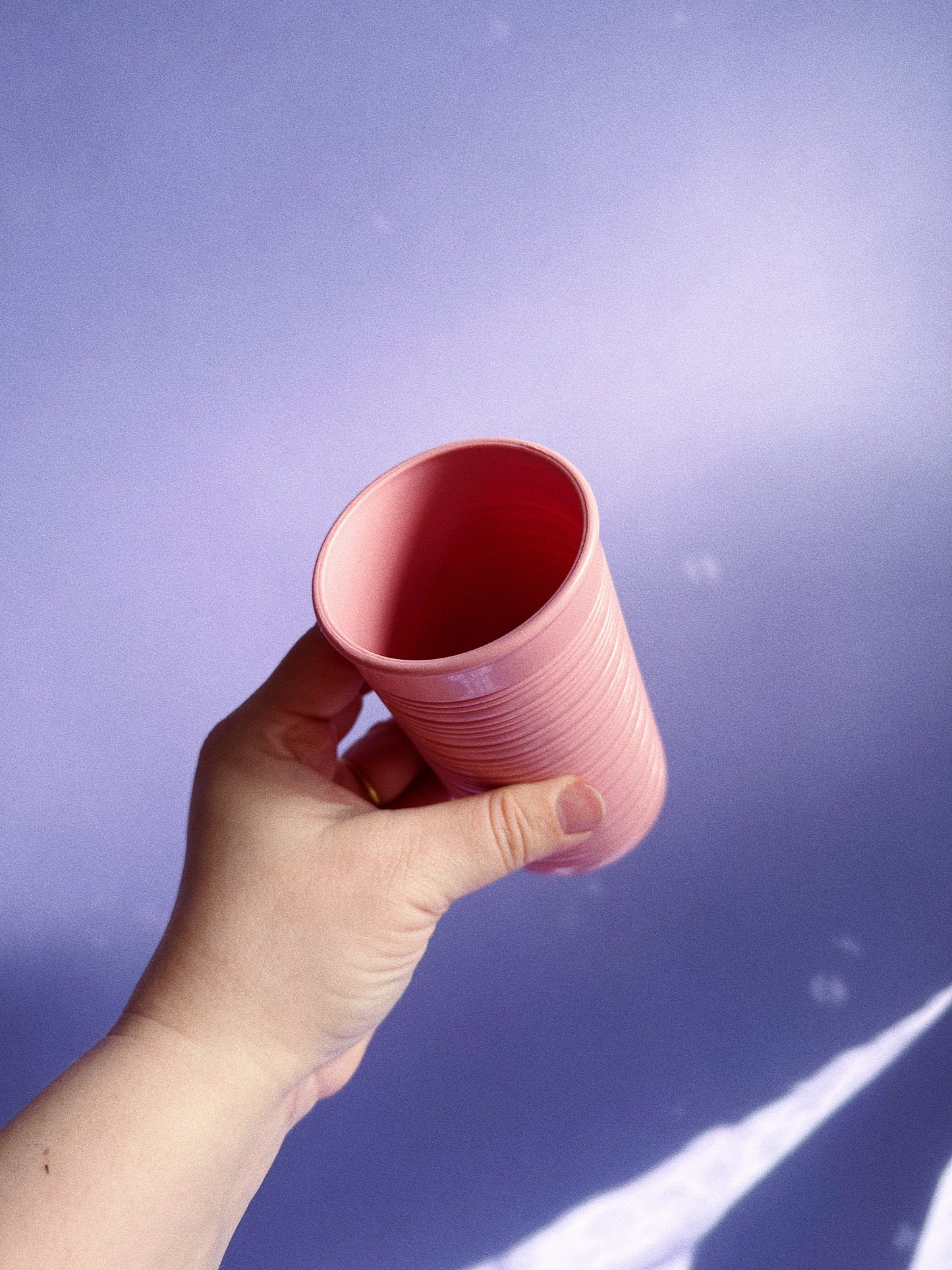 Set of 6 MCM Dusty Rose Earthentic-Ware Ribbed Tumblers Picnic Plastic