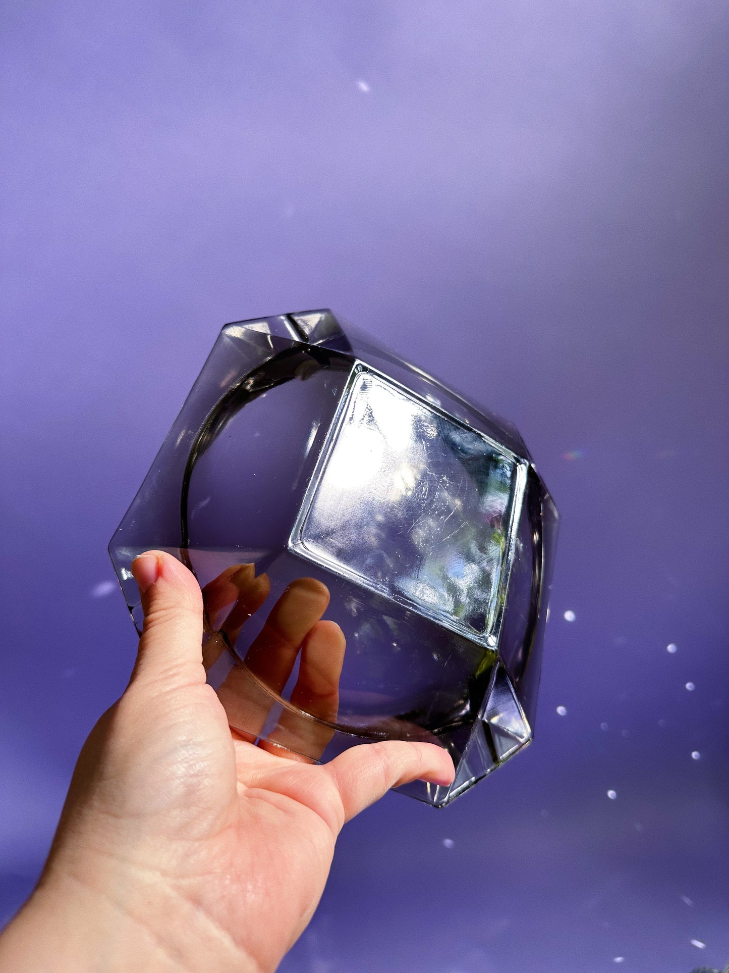 Large Vintage MCM Black Glass Ashtray