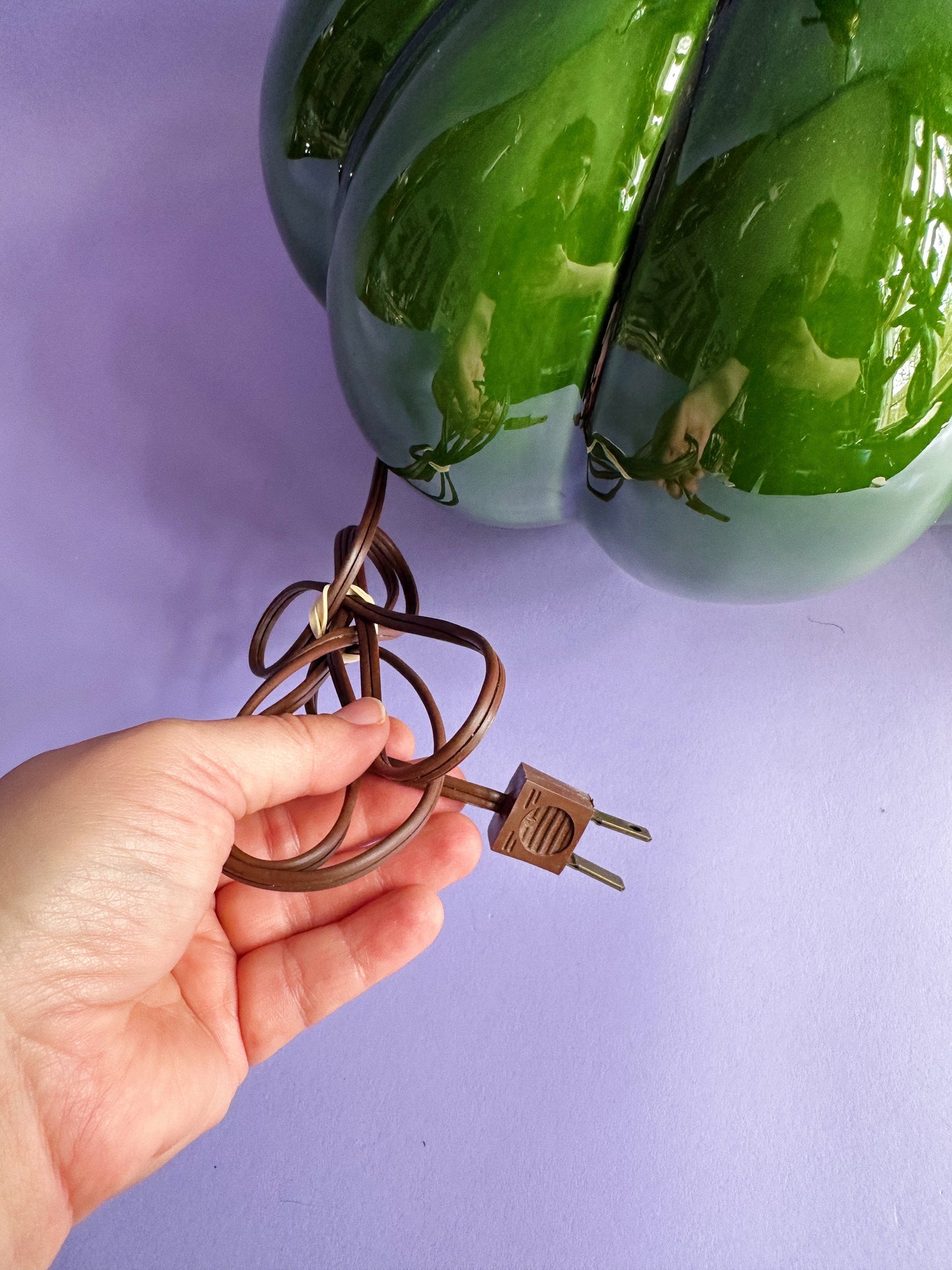 Beautiful Large Green MCM Leviton Glazed Ceramic Lamps