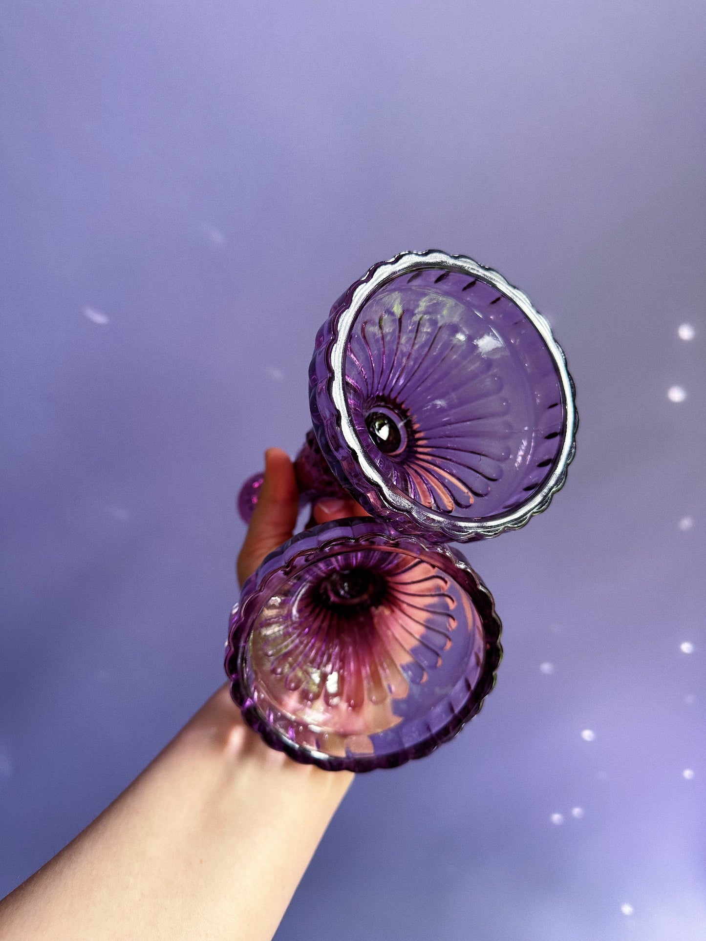 Purple Glass Candlesticks