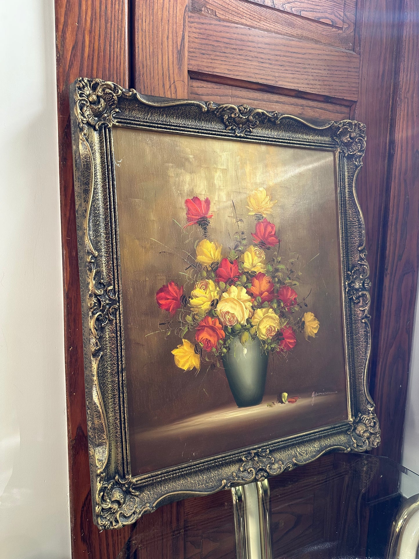 Beautiful Signed Vintage Still Life Original Oil on Canvas Bouquet Of Flowers