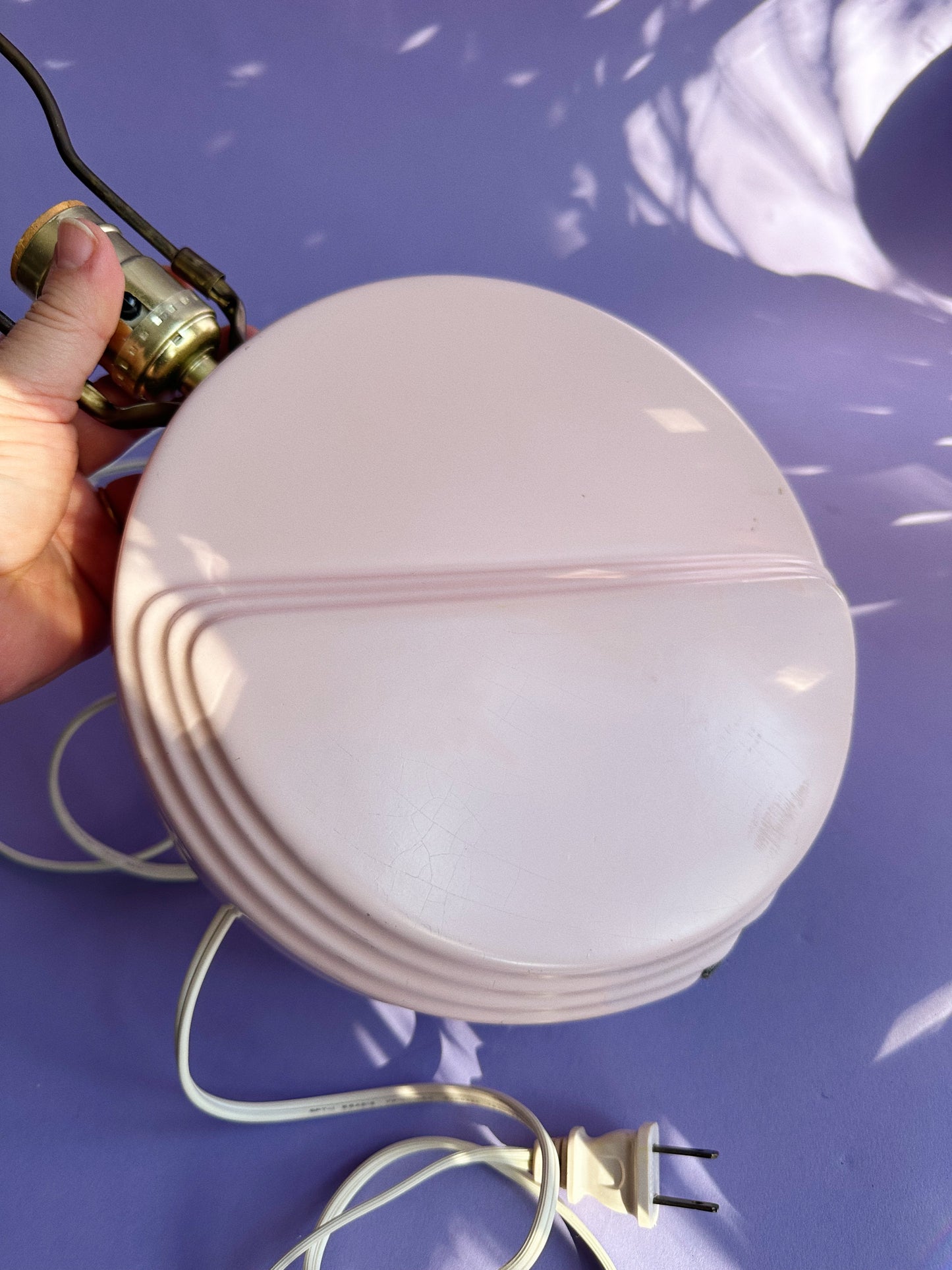 80s Blush Pink Table Lamp Ceramic Circular Asymmetrical Accent Lamp Deco Revival