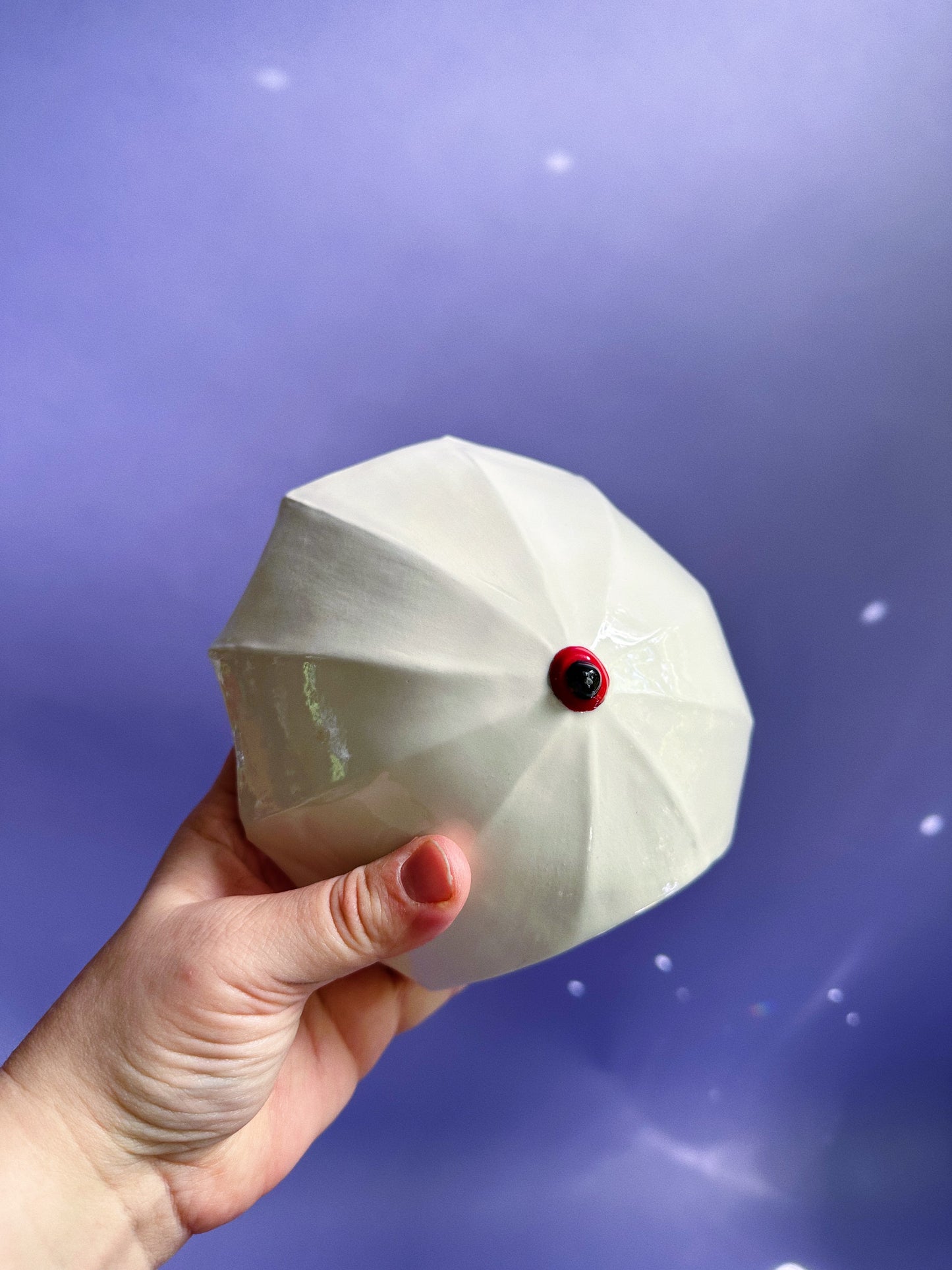 Vintage Porcelain Pierrot Clown Figurine Holding Umbrella Handpainted