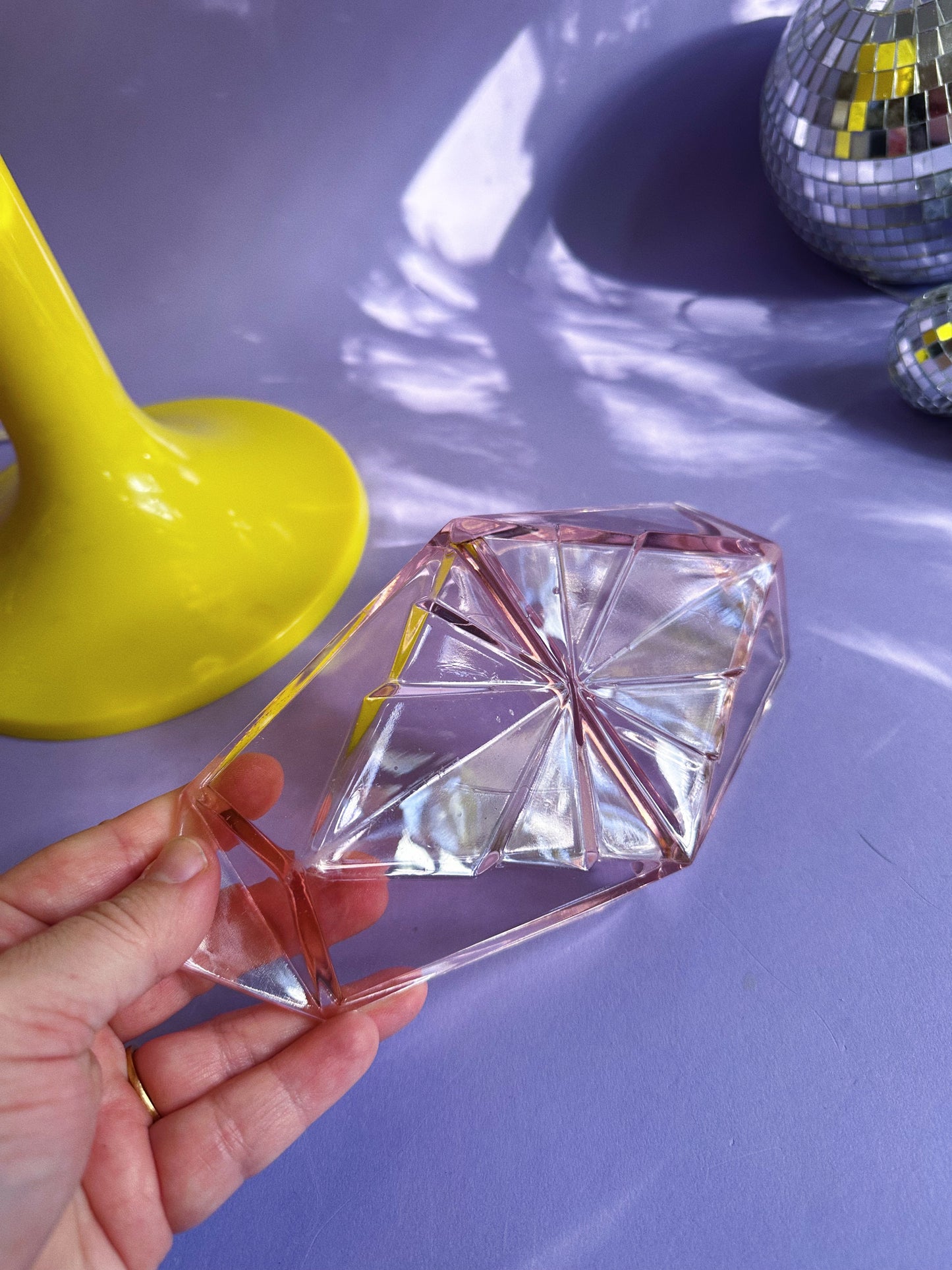 Vintage Indiana Art Deco Pink Depression Glass Divided Dish 9”