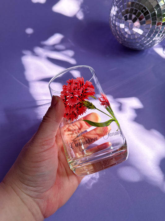 Vintage Floral Brockway Carnation January Medium Glass Tumbler