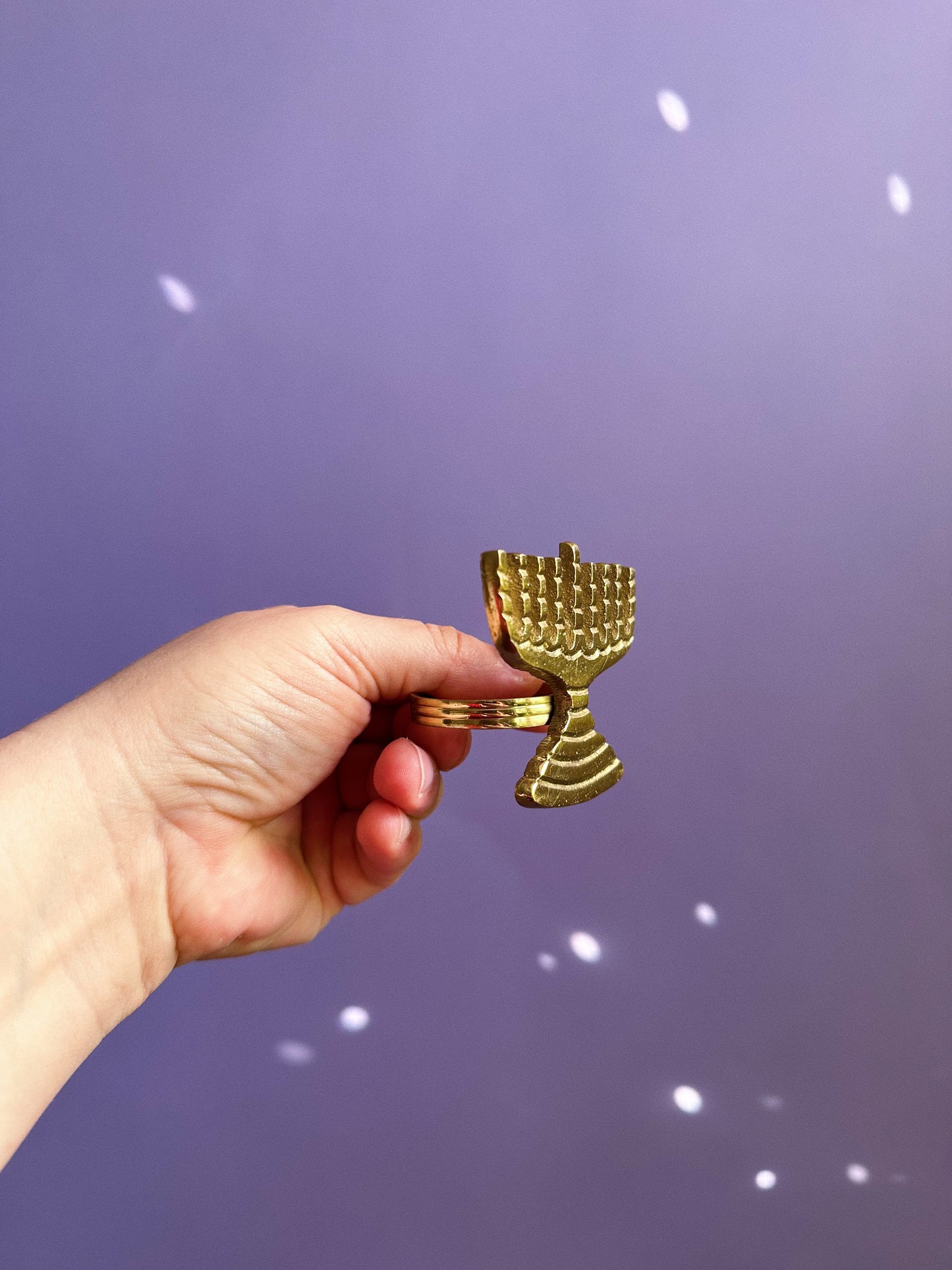 Four Brass Menorah Napkin Ring Holders