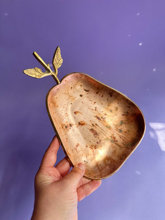 Copper and Brass Pear Shaped Bowl / Plate / Dish