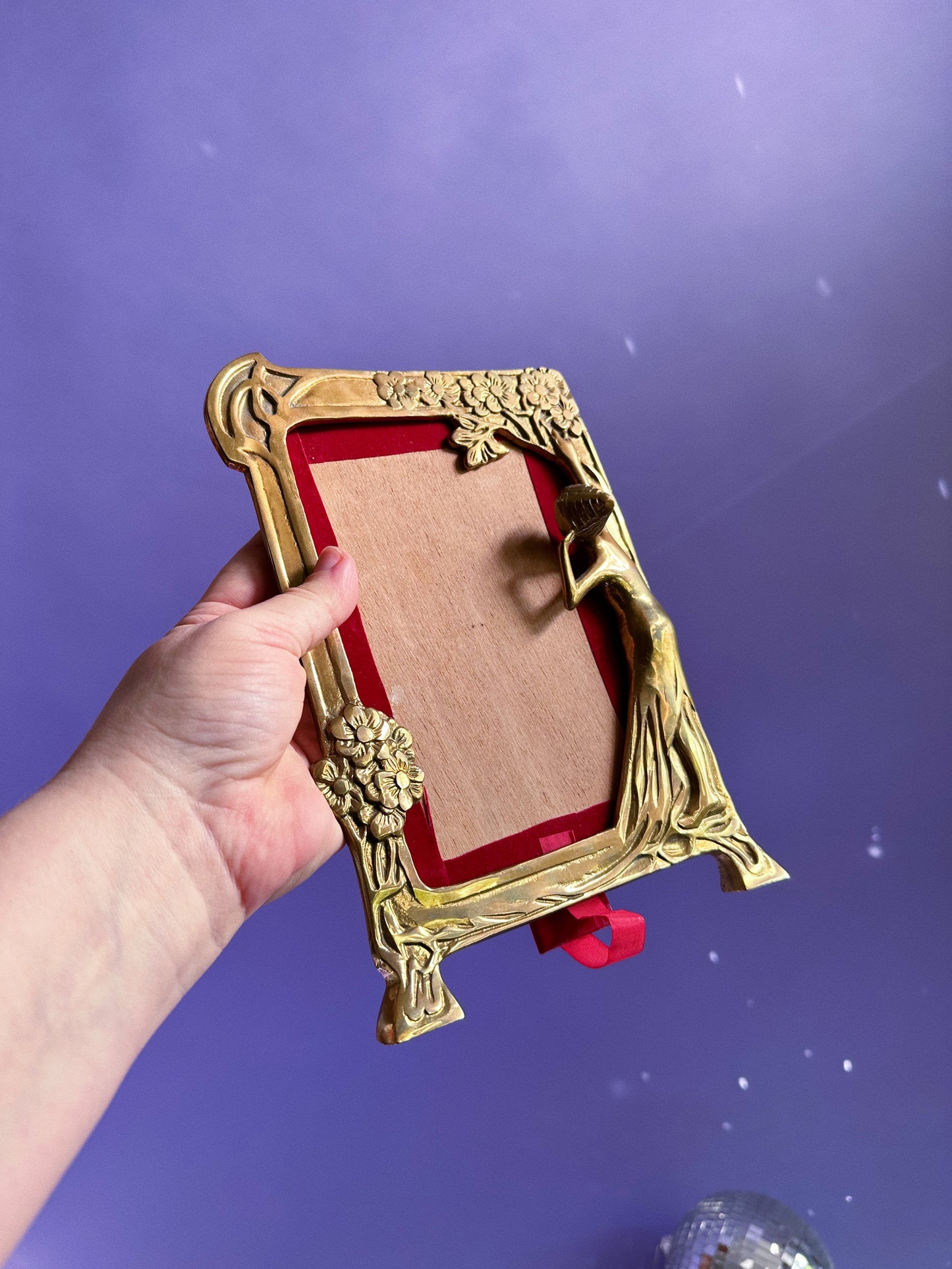 Vintage Art Nouveau Revival Frame Lady by the Lake Brass Solid Heavy