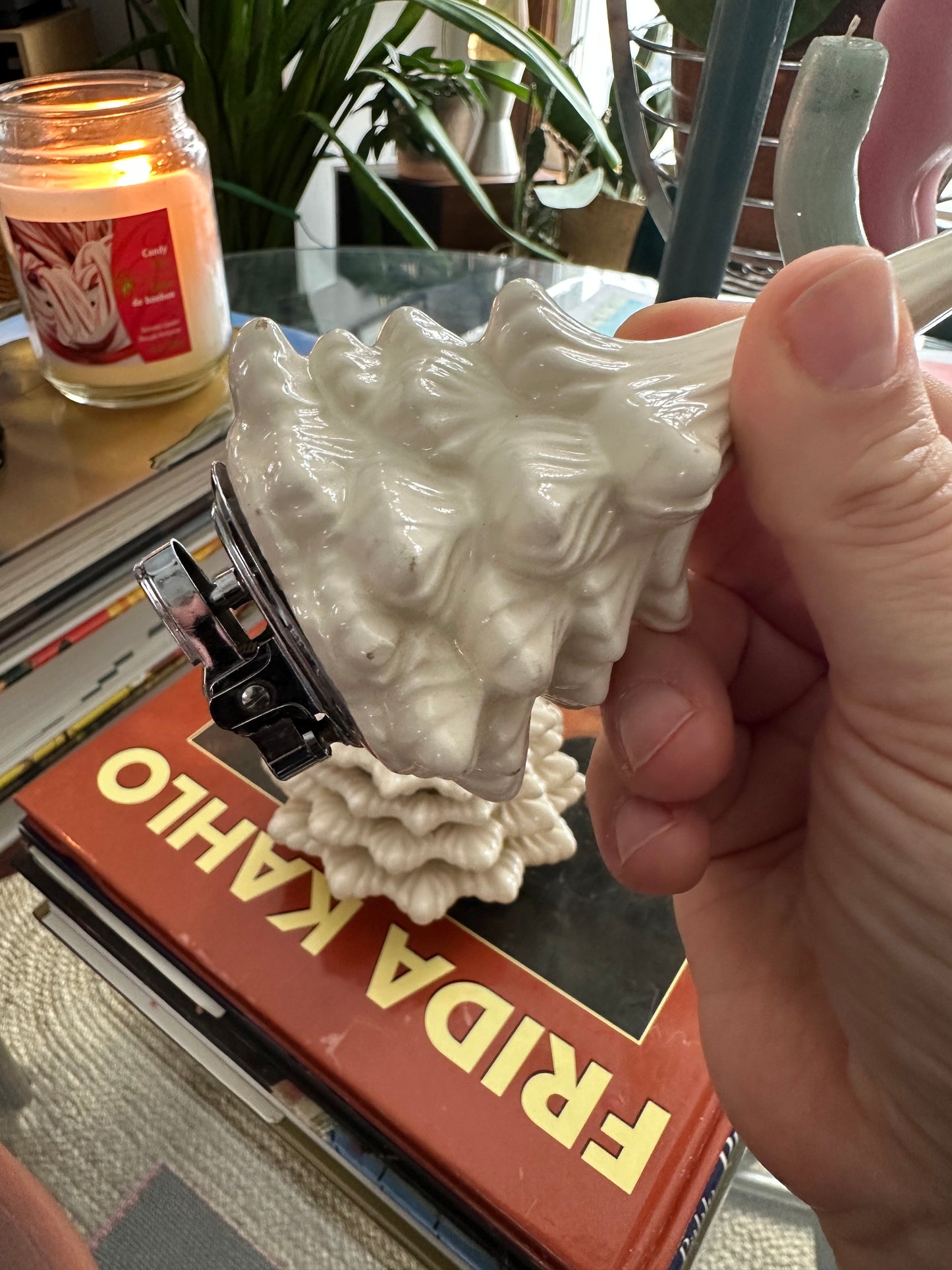 Vintage Stacking Ceramic Christmas Tree Lighter Ashtrays Cream