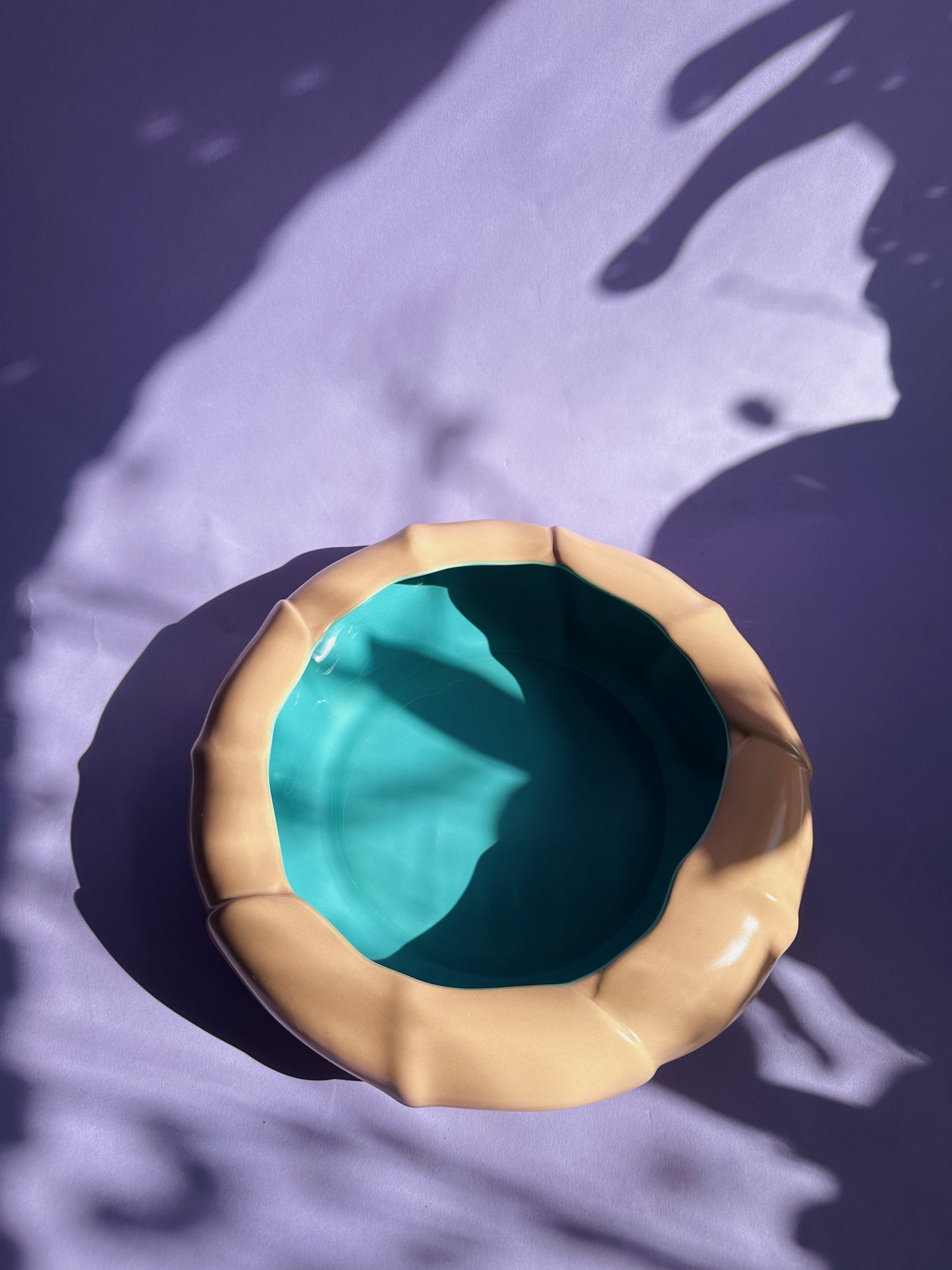 Catalina Pottery Vintage Pottery Bowl Vase Pink Peach Turquoise Blue 1930s