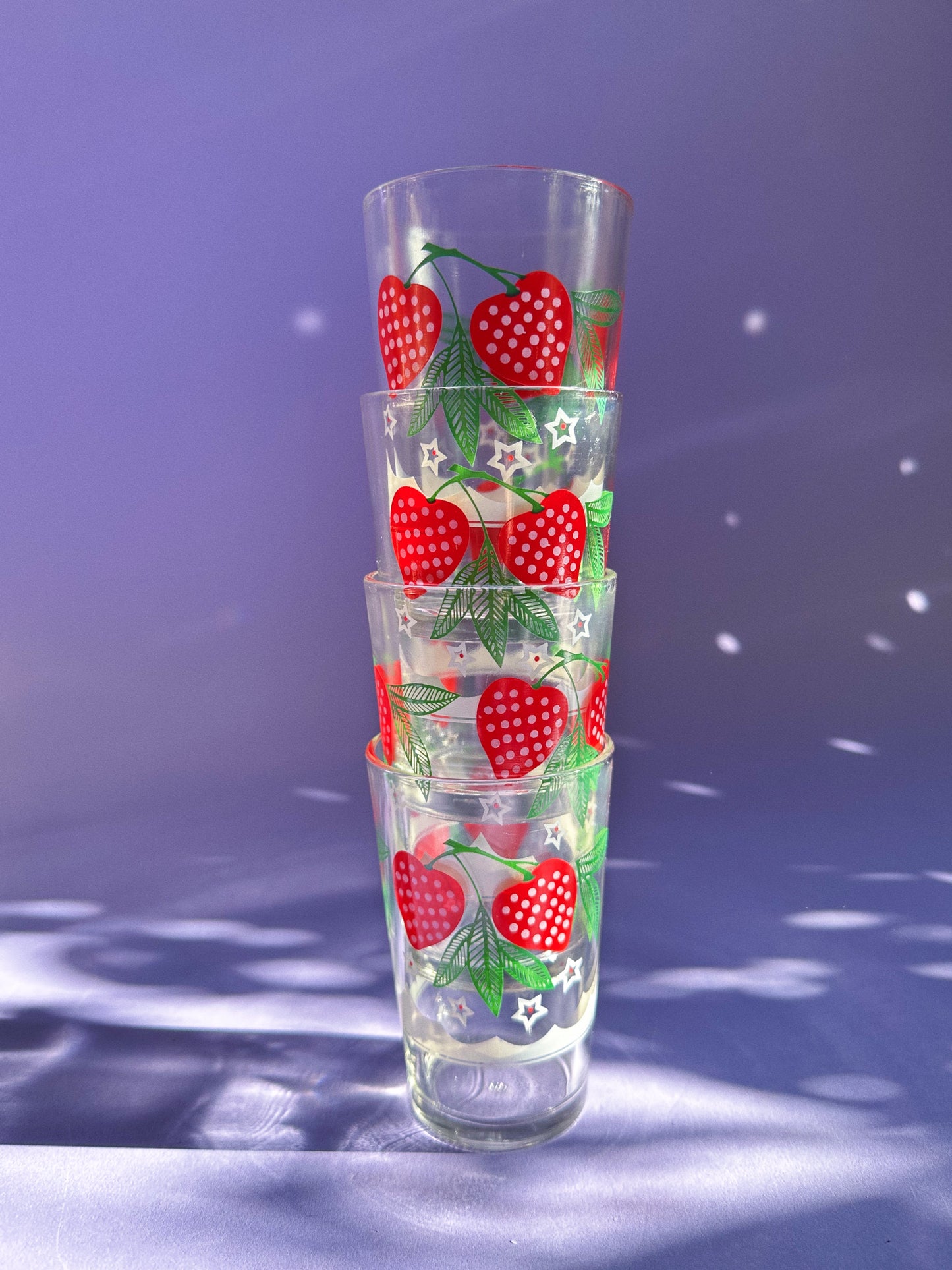 Sweet Vintage Strawberry Set of 4 Juice Glasses