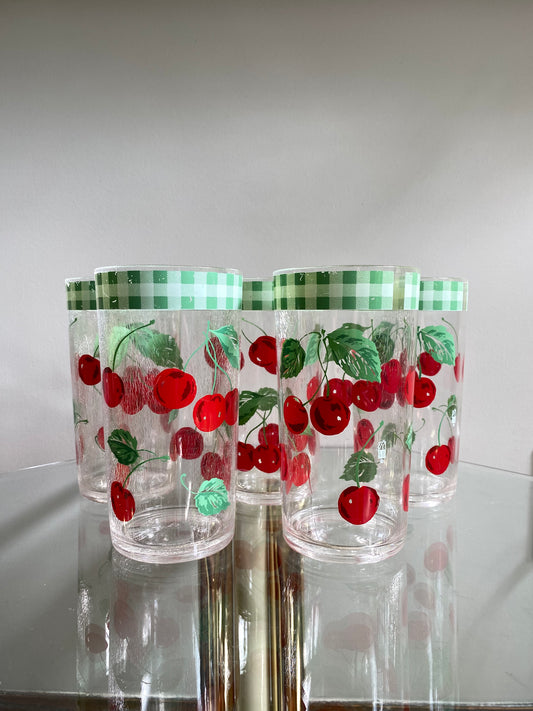 Vintage Acrylic Cherry & Gingham Tumblers