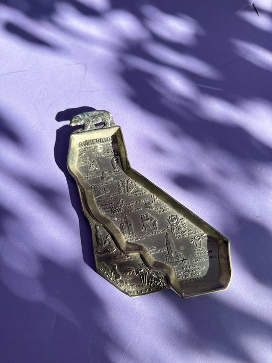 Vintage California Map Metal Throw Dish