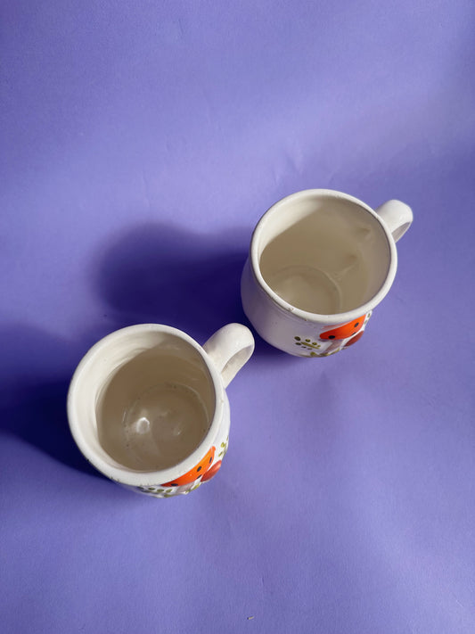 Vintage Pair of Merry Mushroom Coffee Mugs