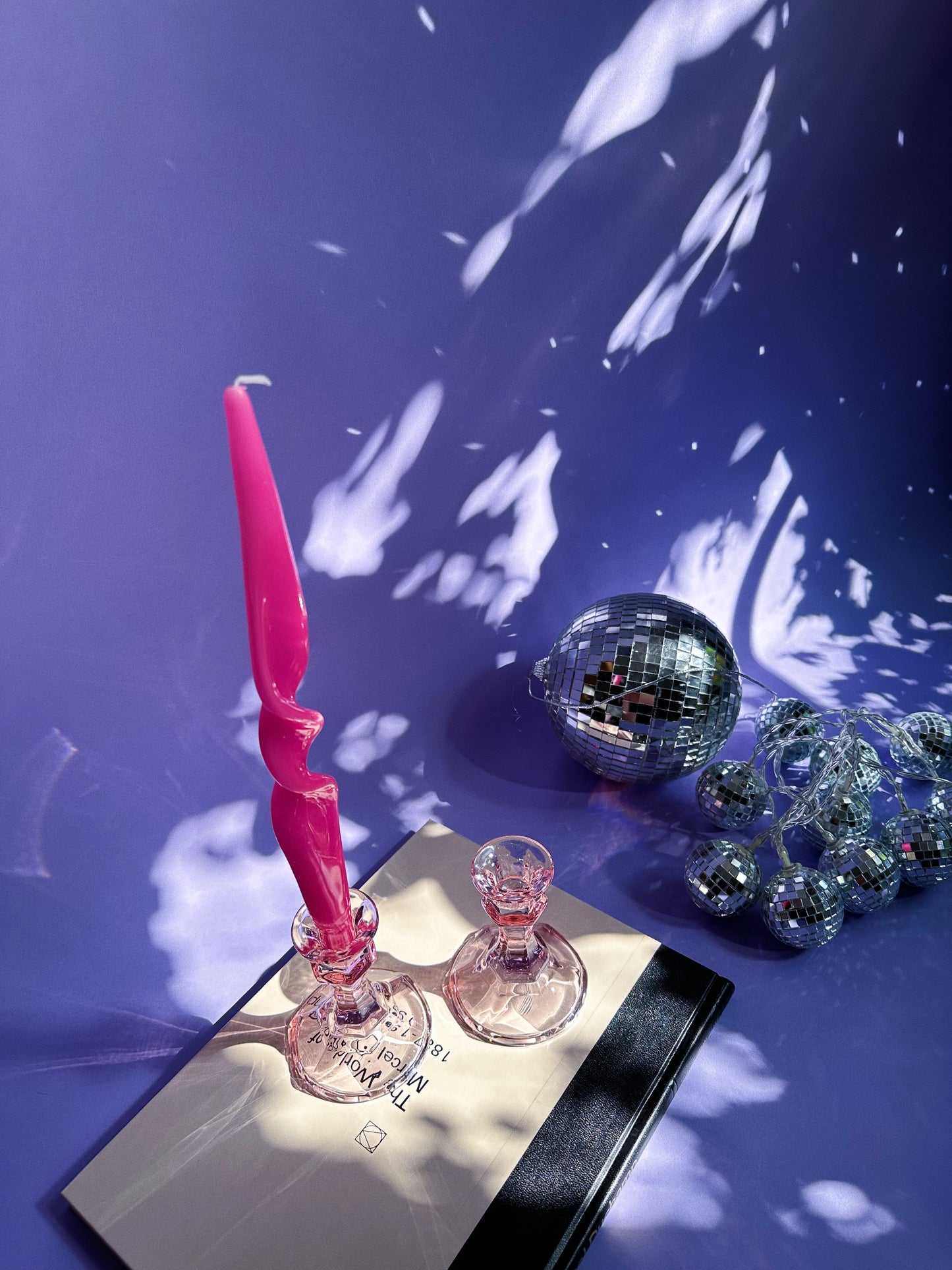 Pair Of Vintage Purple Amethyst Depression Glass Candlestick Candle Holders