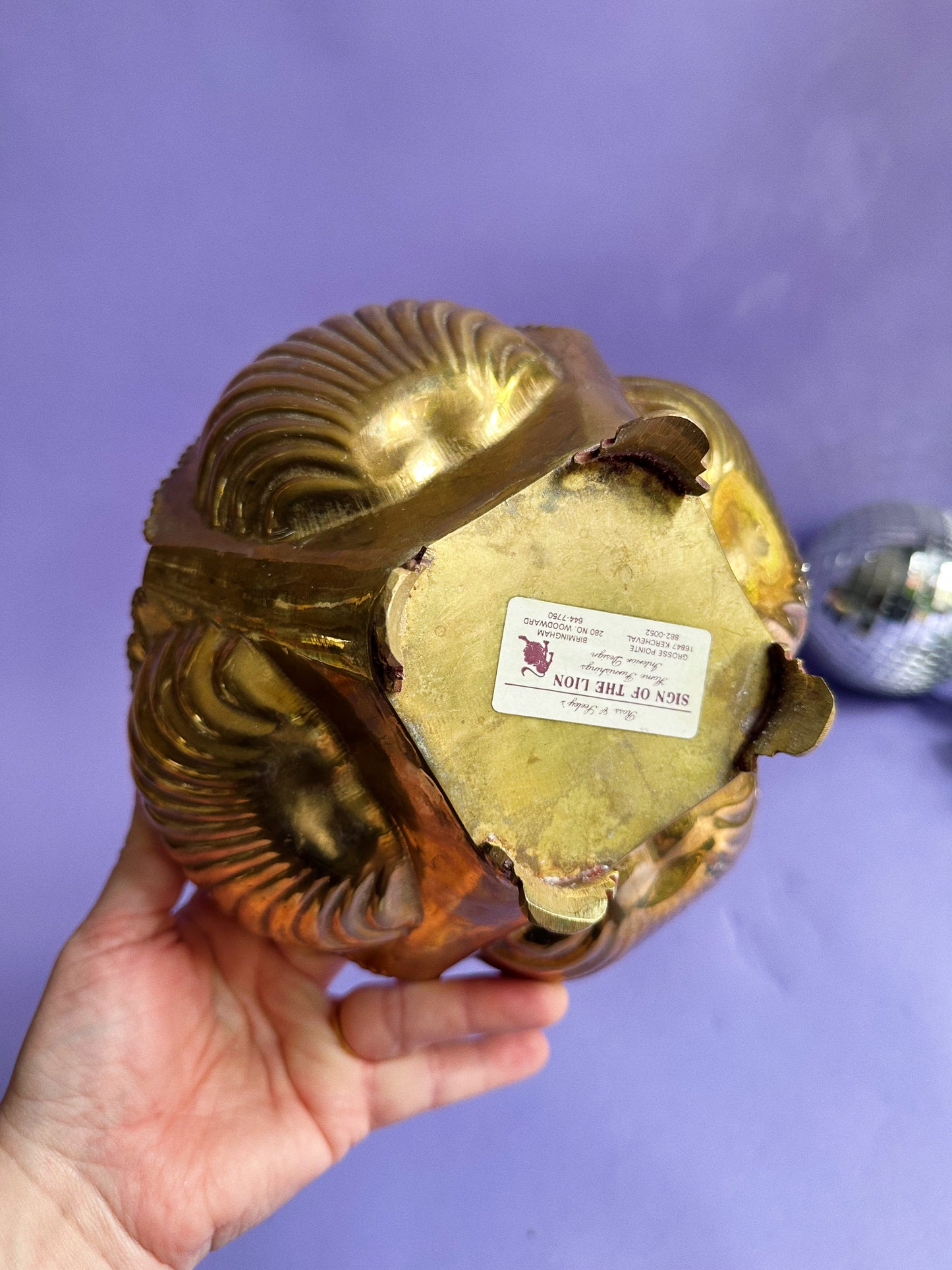 Vtg Hollywood Regency Mid Century Modern Brass Clam Seashell Cache Pot Planter