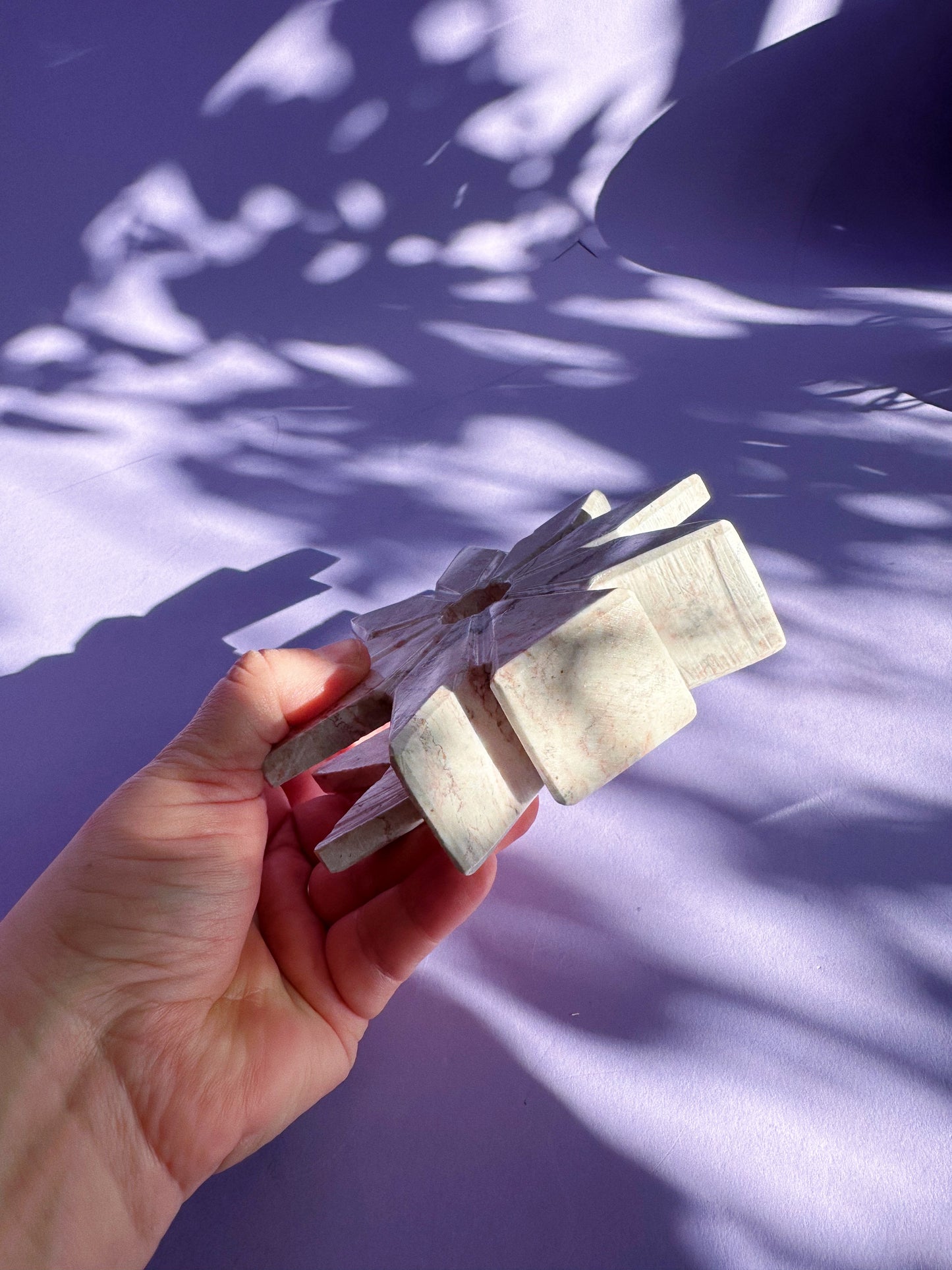 Vintage Pink Stone / Alabaster Starburst Napkin / Letter Holder