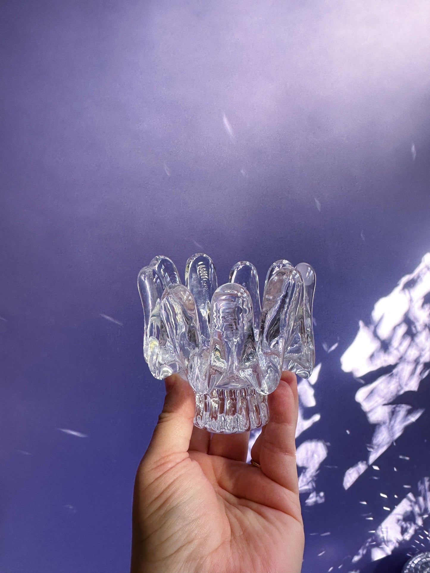 Vintage Goran Warff Kosta Boda Sunflower Glass Tea Light / Taper Holders