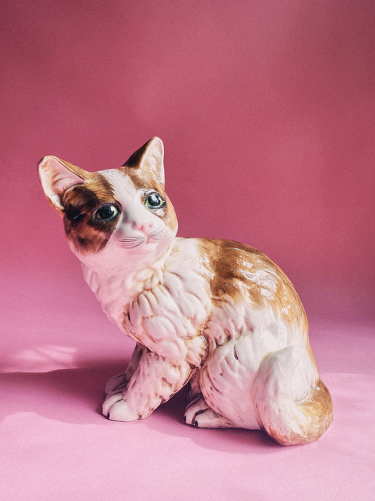 Large Vintage Ceramic Cat Sculpture