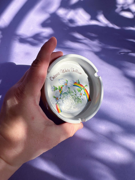 Vintage Ontario White Trillium Ashtray / Throw Dish