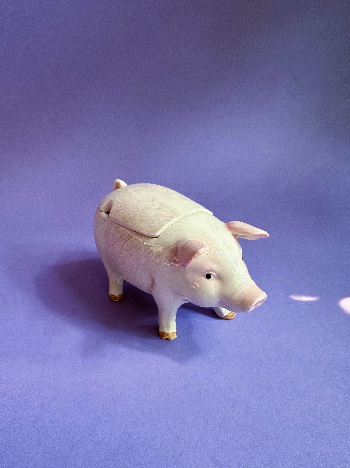 Vintage Otagiri Pig Sugar Dish Japan Hand Painted Nose Chip