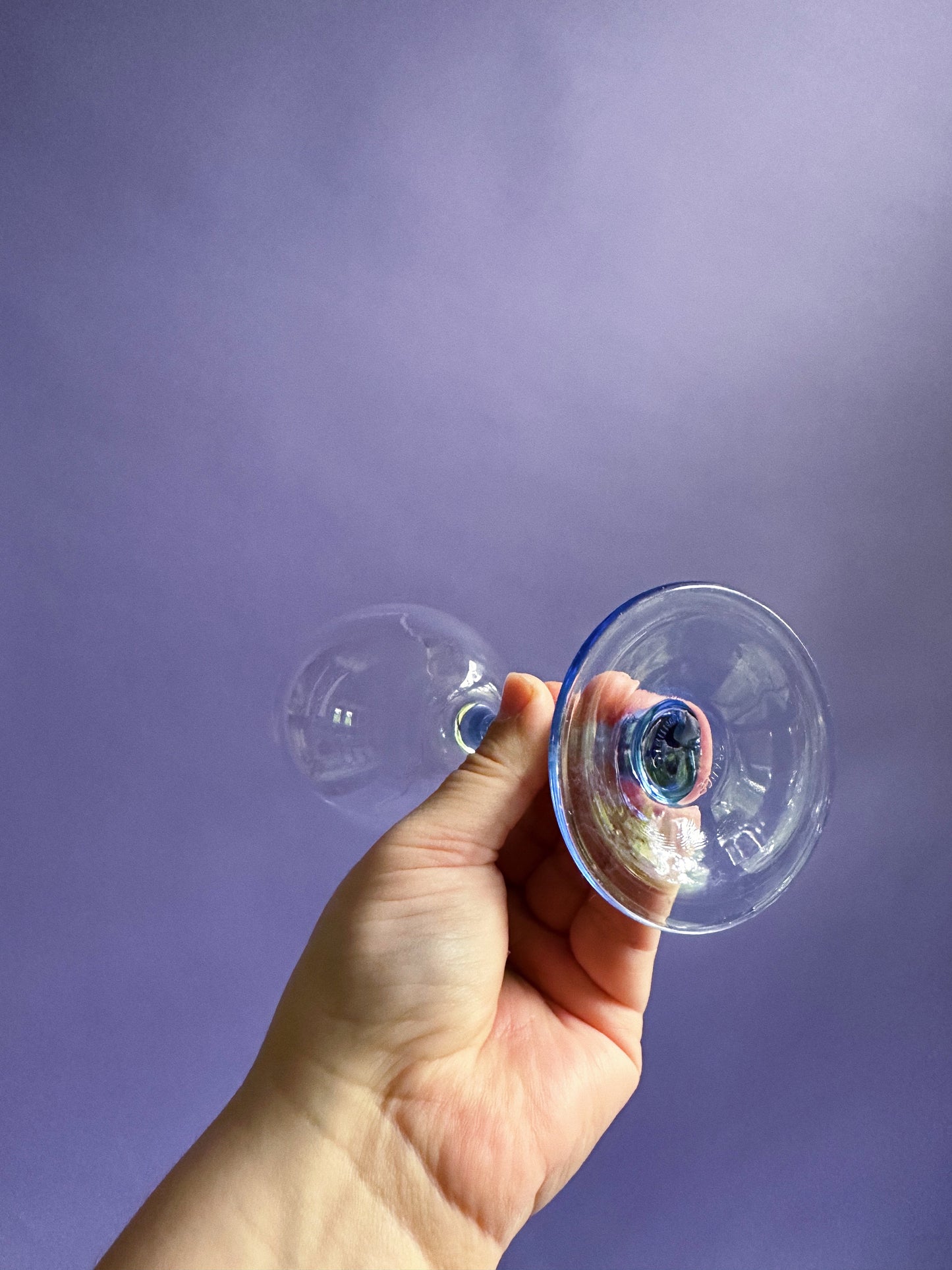 5 Luminarc Azur Blue Stem Wine Glasses Set Vintage 8" Elegant Crystal France