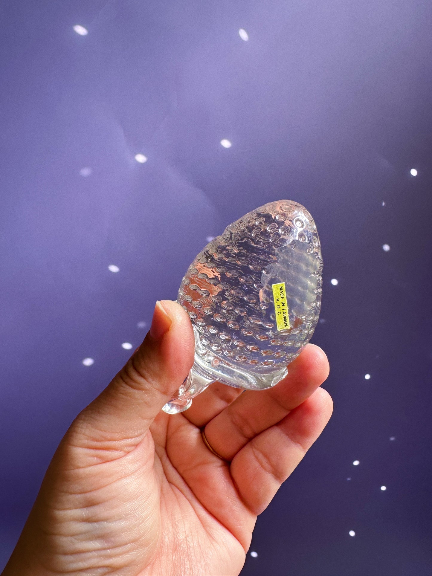 Heavy Vintage Crystal Strawberry Paperweight