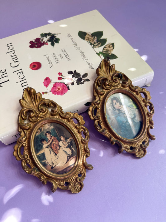 Pair of Baroque Plastic Framed Wall Prints Victorian