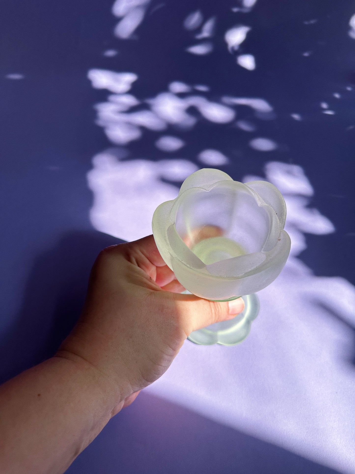 Sweet Frosted Glass Tulip Tealight Holder